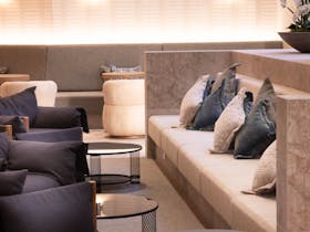 lounge area in Palm Court Bar in Hilton Darwin
