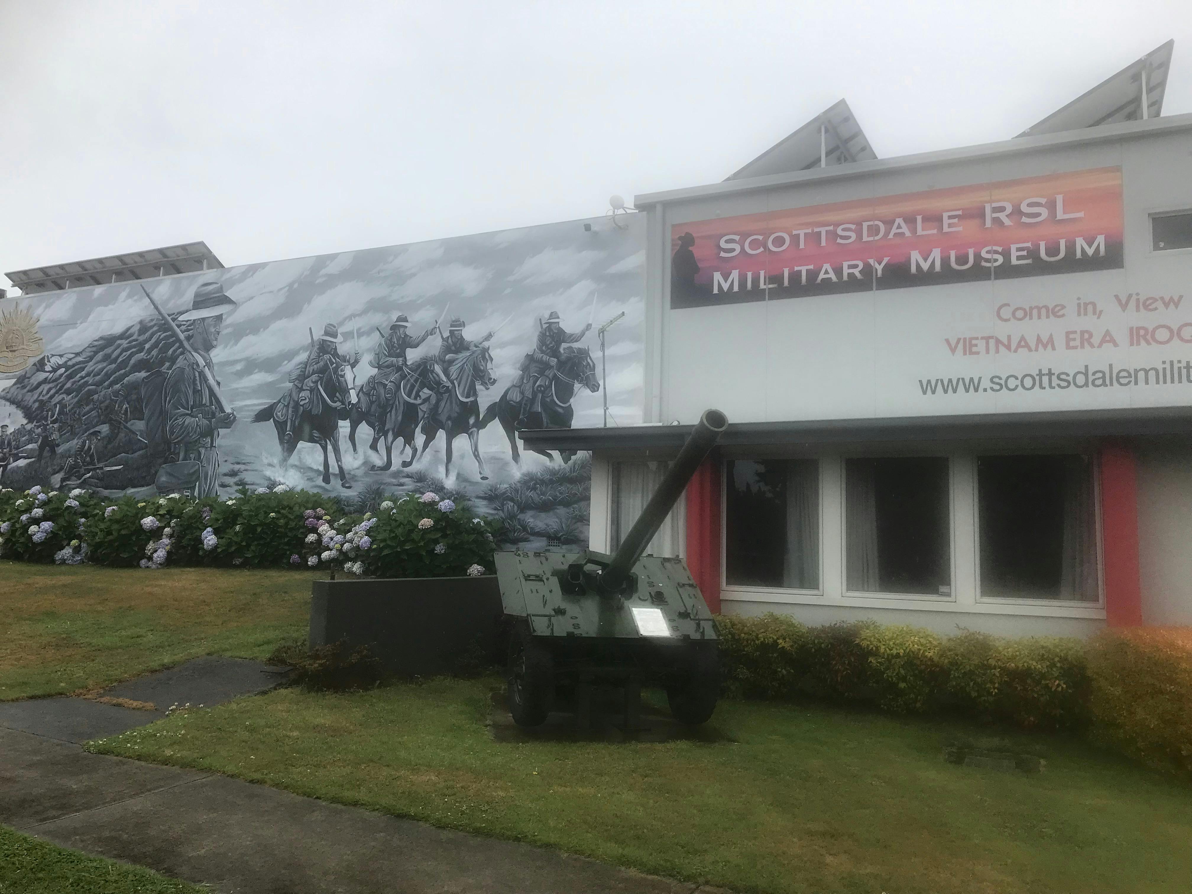 Painted mural alongside the Scottsdale Military Museum
