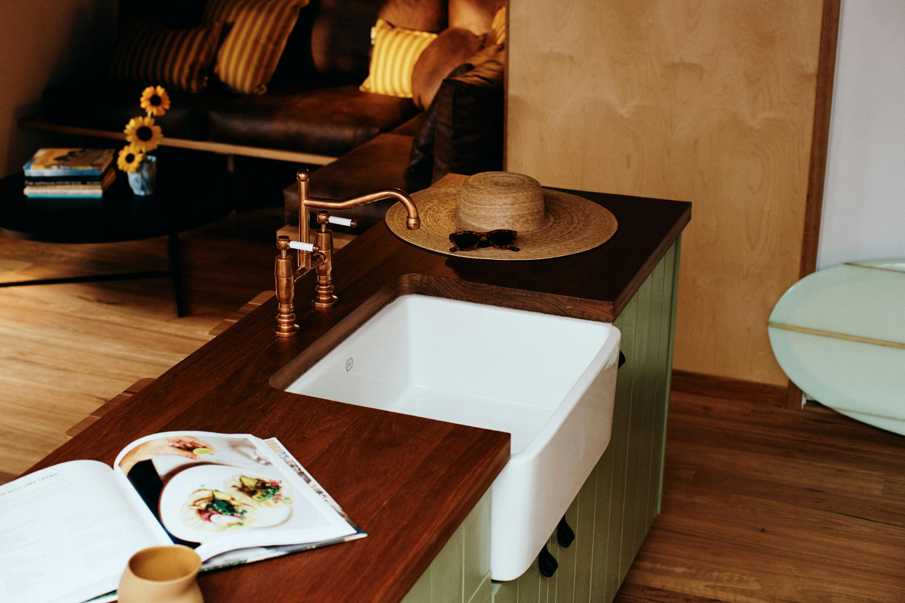 Bungalow kitchen at The Sunseeker, Byron Bay