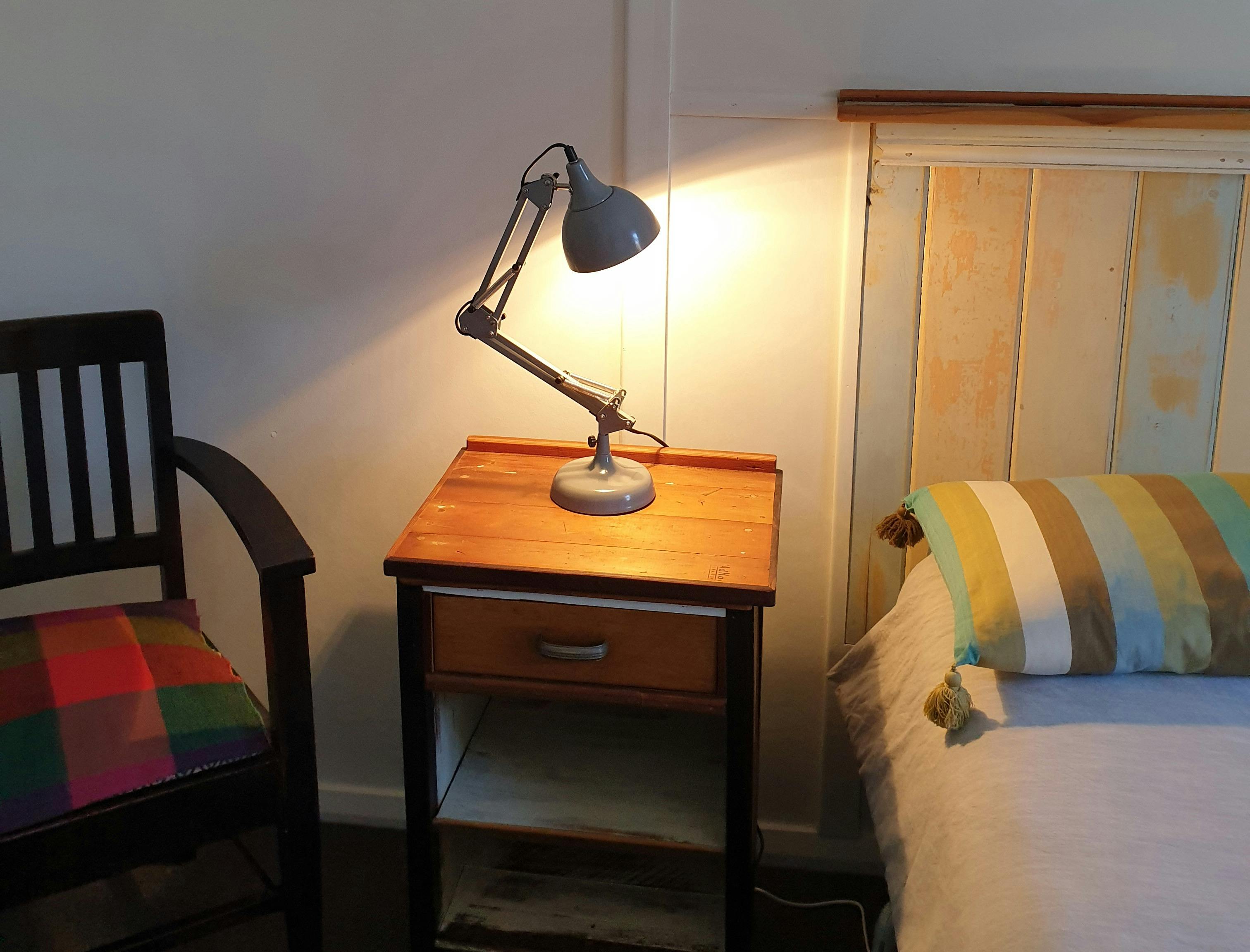 Bedside table with lamp