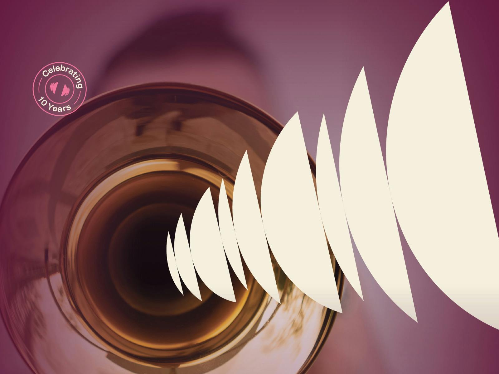 Chamber Music Adelaide's symbol forms a graphic representation of sound from a trumpet's brass horn
