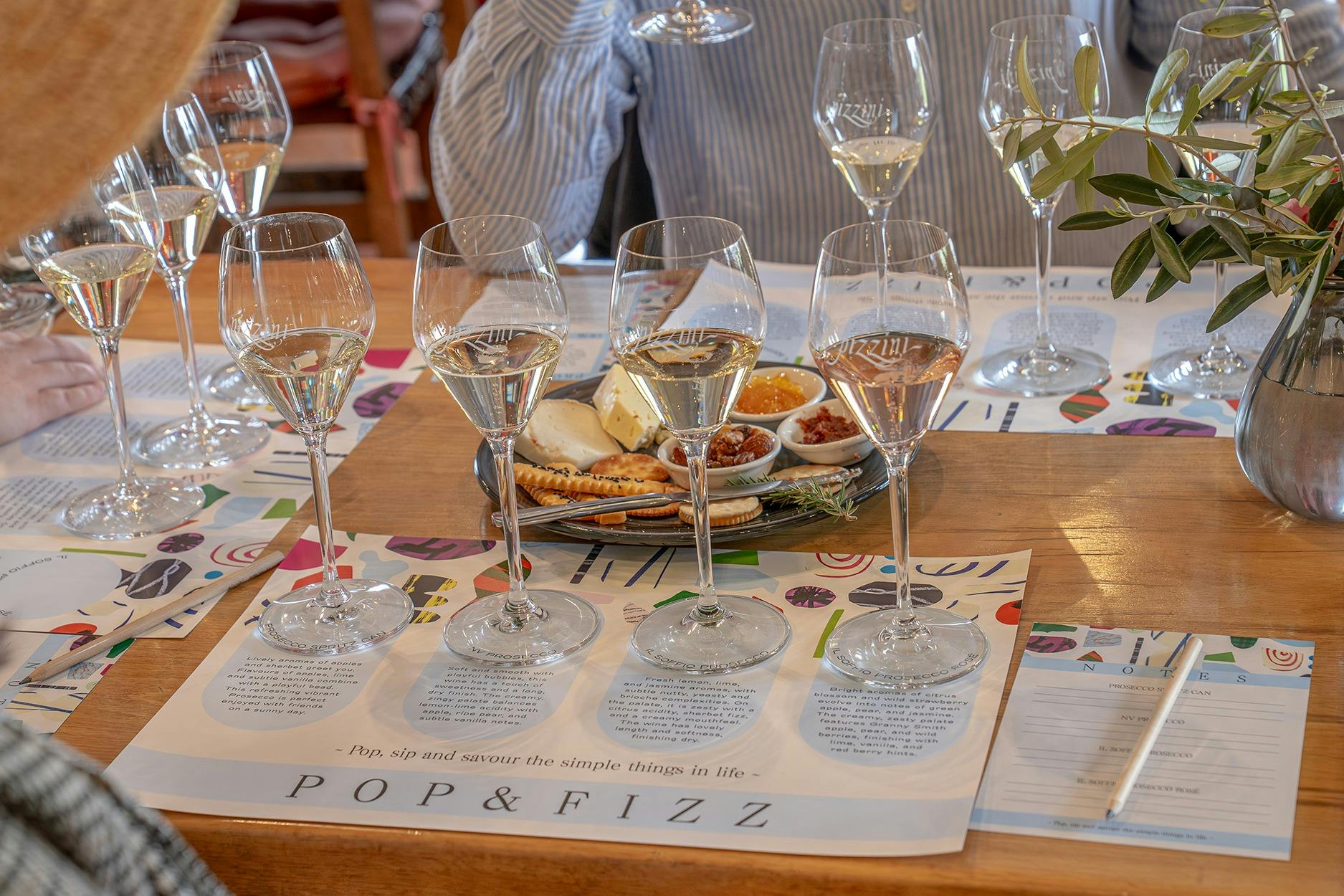 Pizzini Sparling Italians high tea experience  - wine mat and cheese