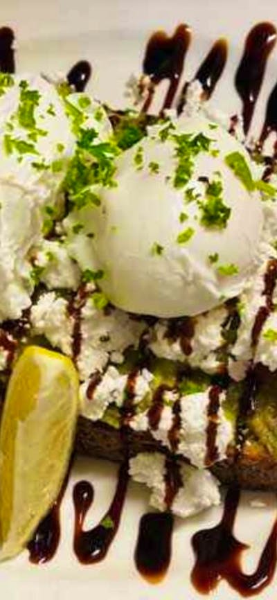 Smashed avo with poached eggs