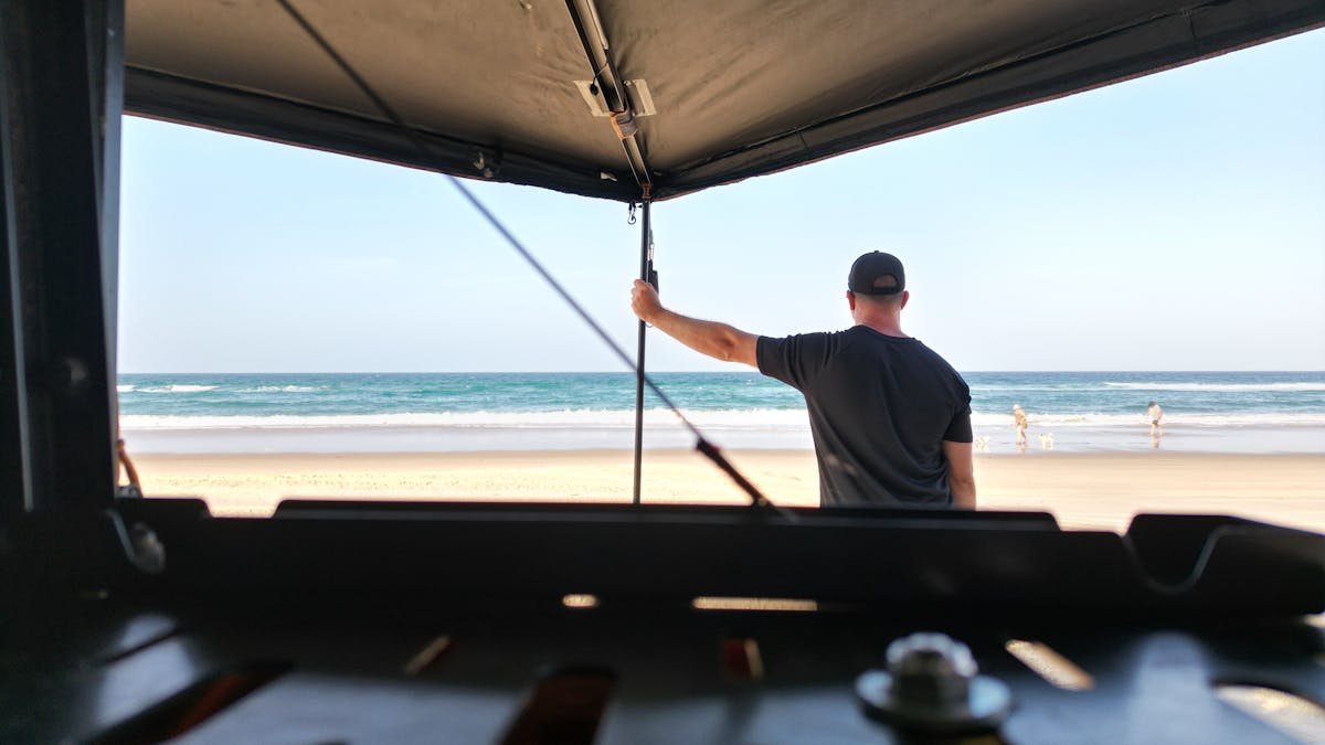 taking in the ocean vews on a grand overland 4x4 tours stradbroke island tour