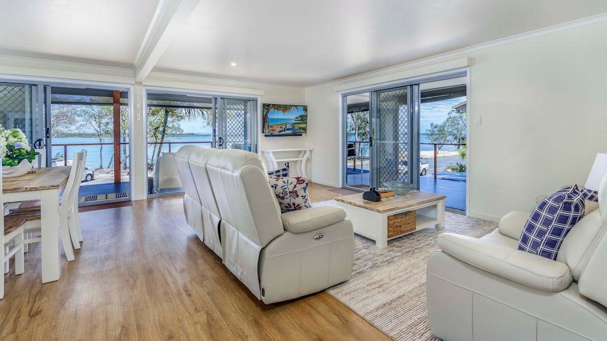 Lounge area with water views