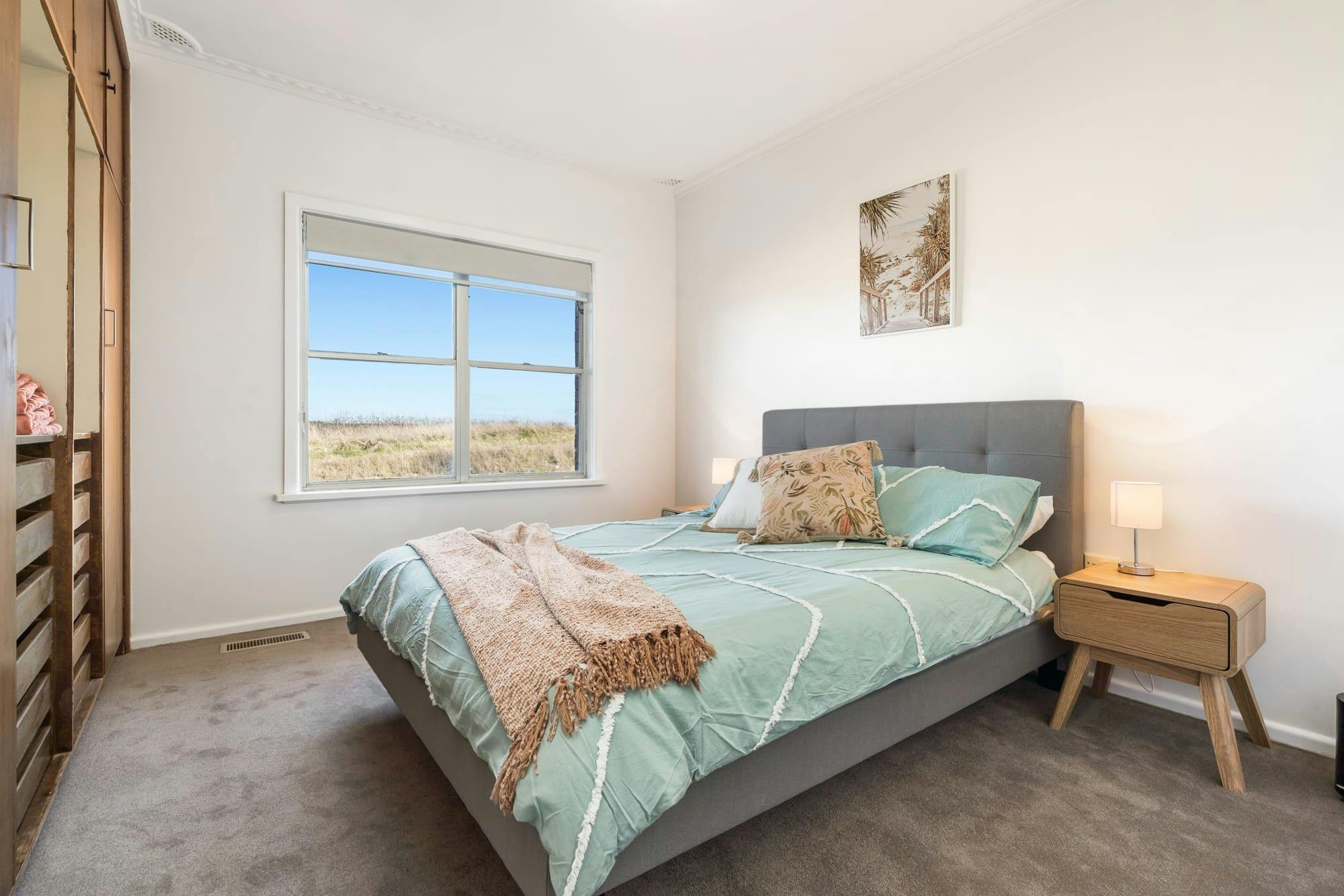 Beautiful bedroom with amazing views. Soaking up the countryside as soon as you wake up.