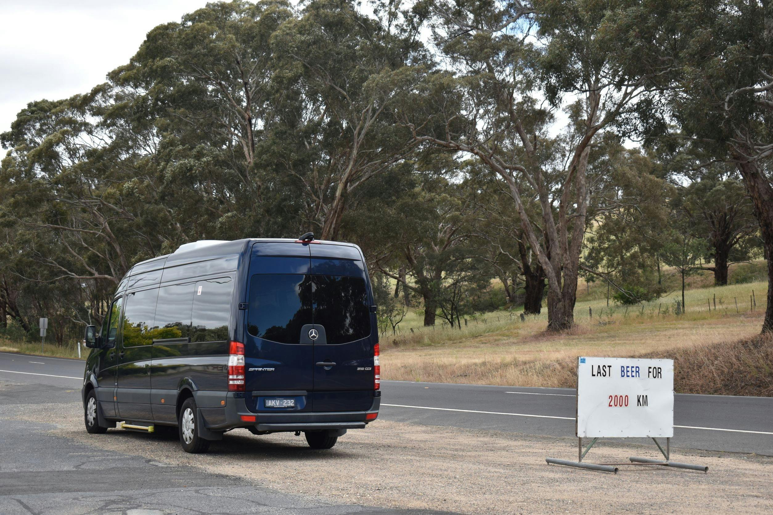 Mercedes tour vehicle on the road