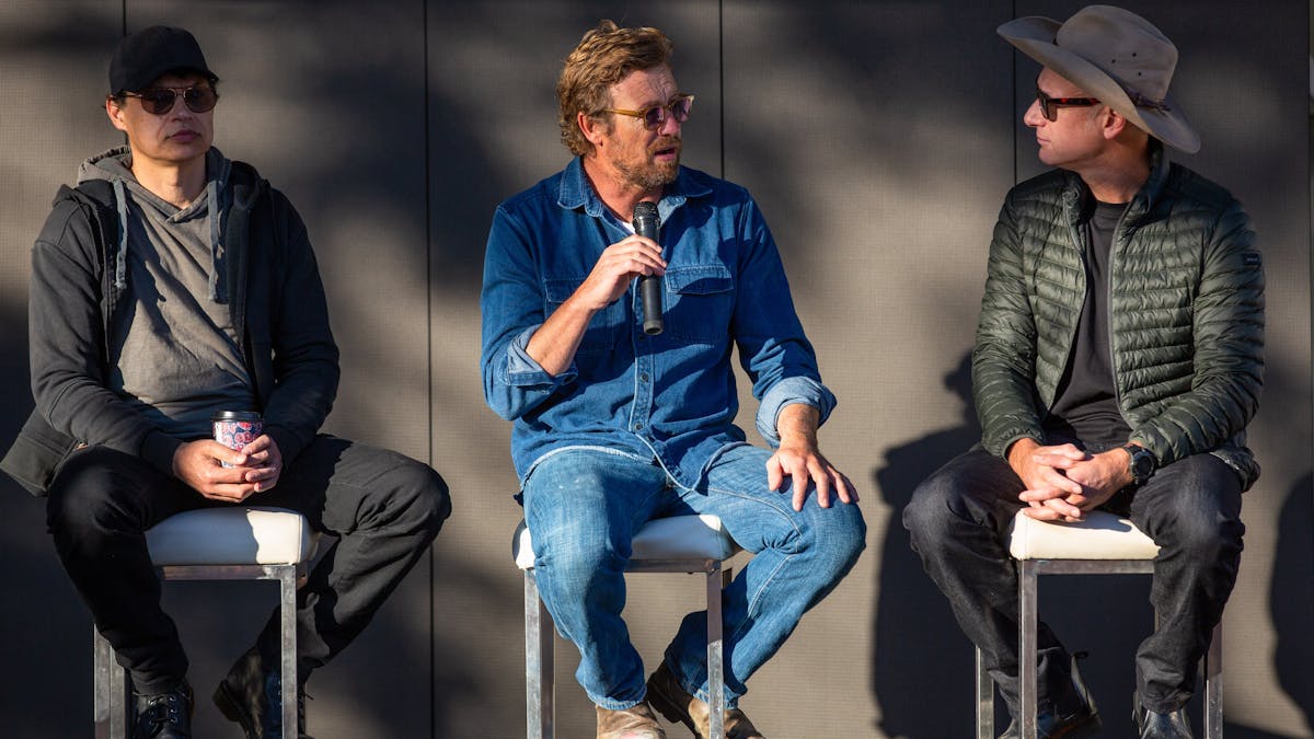 Ivan Sen and Simon Baker speak to Dr Greg Dolgopolov in Winton, Outback Queensland.