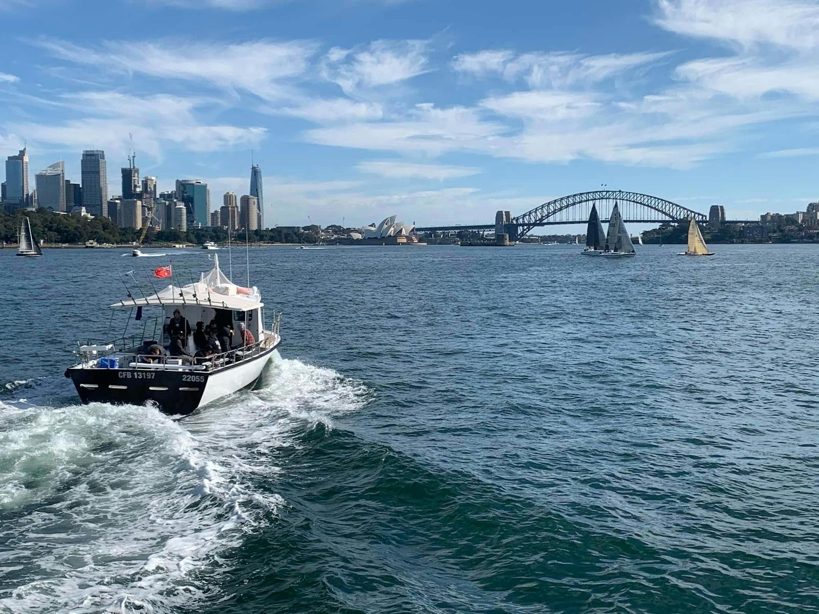 Sydney Charter Fishing returns to the harbour approaching the Sydney Harbour Bridge & Opera House