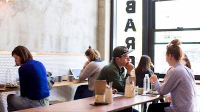 People relaxing in the coffee bar