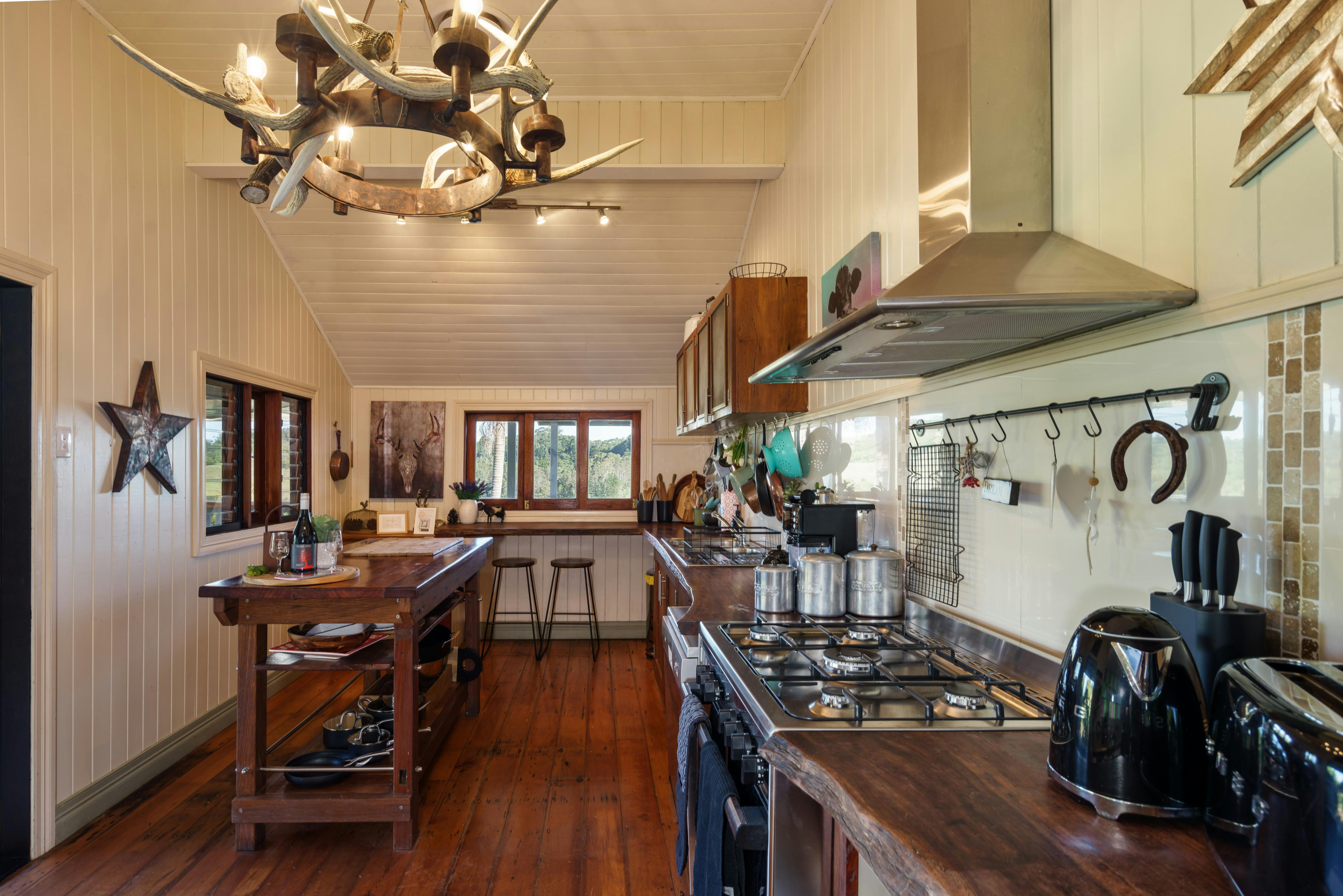 The farm style fully equipped kitchen