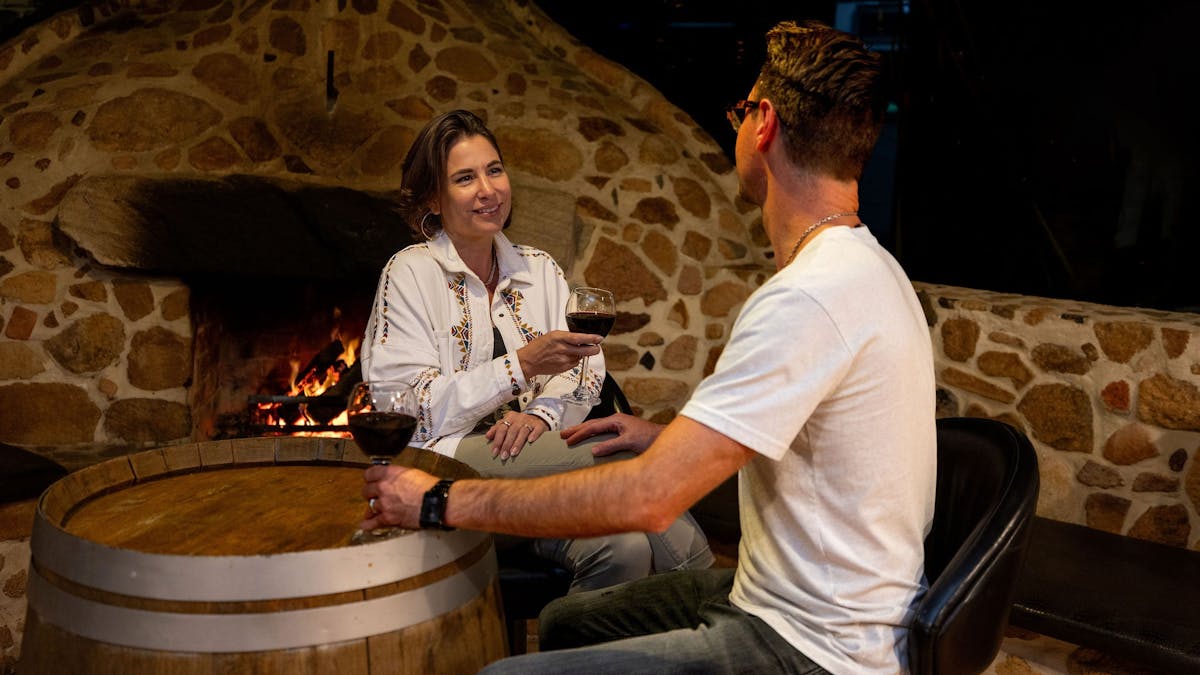 Stone Fireplace in the Camp Kitchen