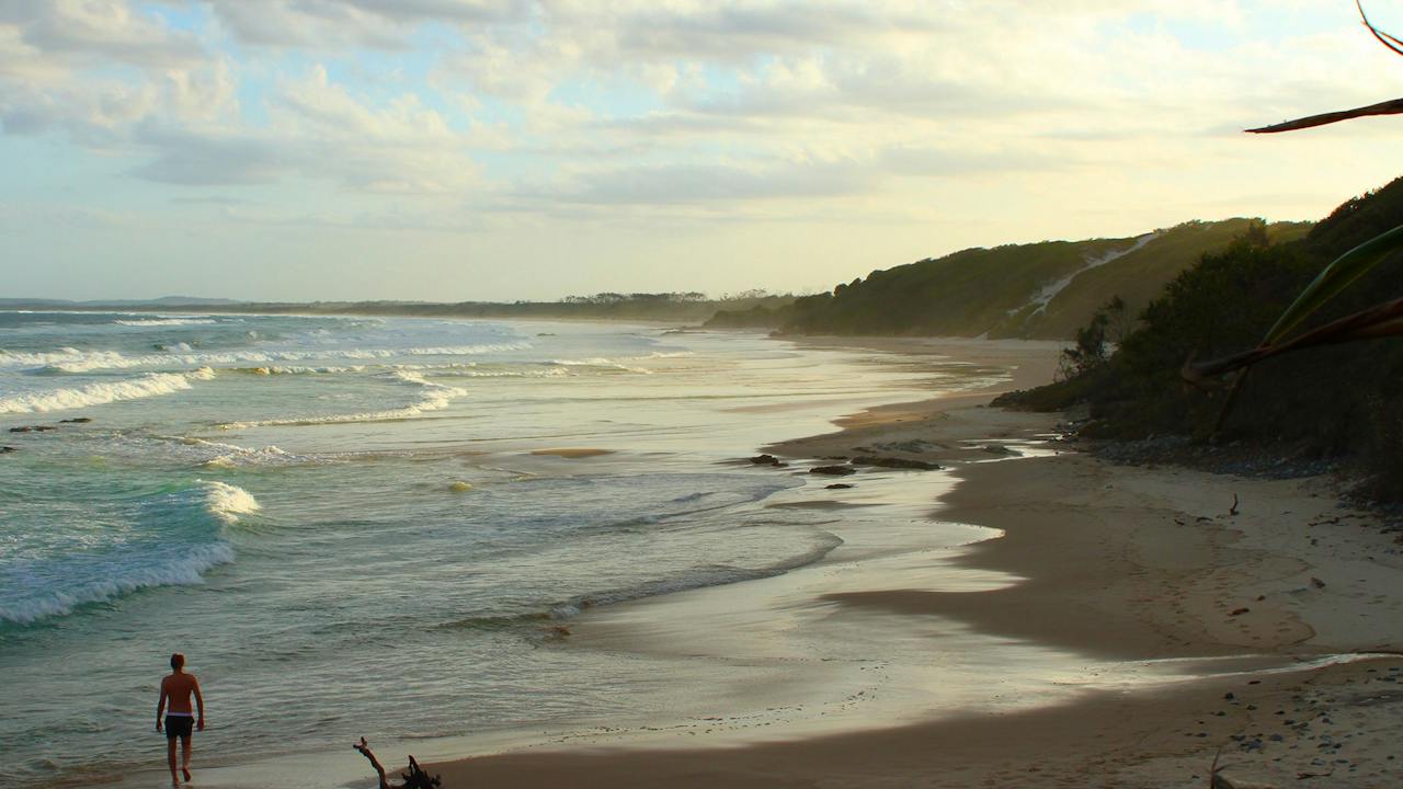 Sunset swim. Brooms Head Back Beach.