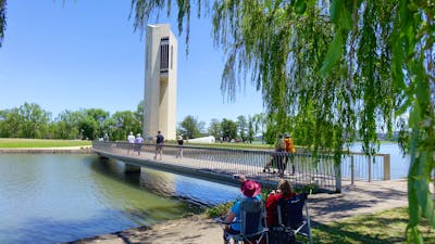People enjoying the lakeside view