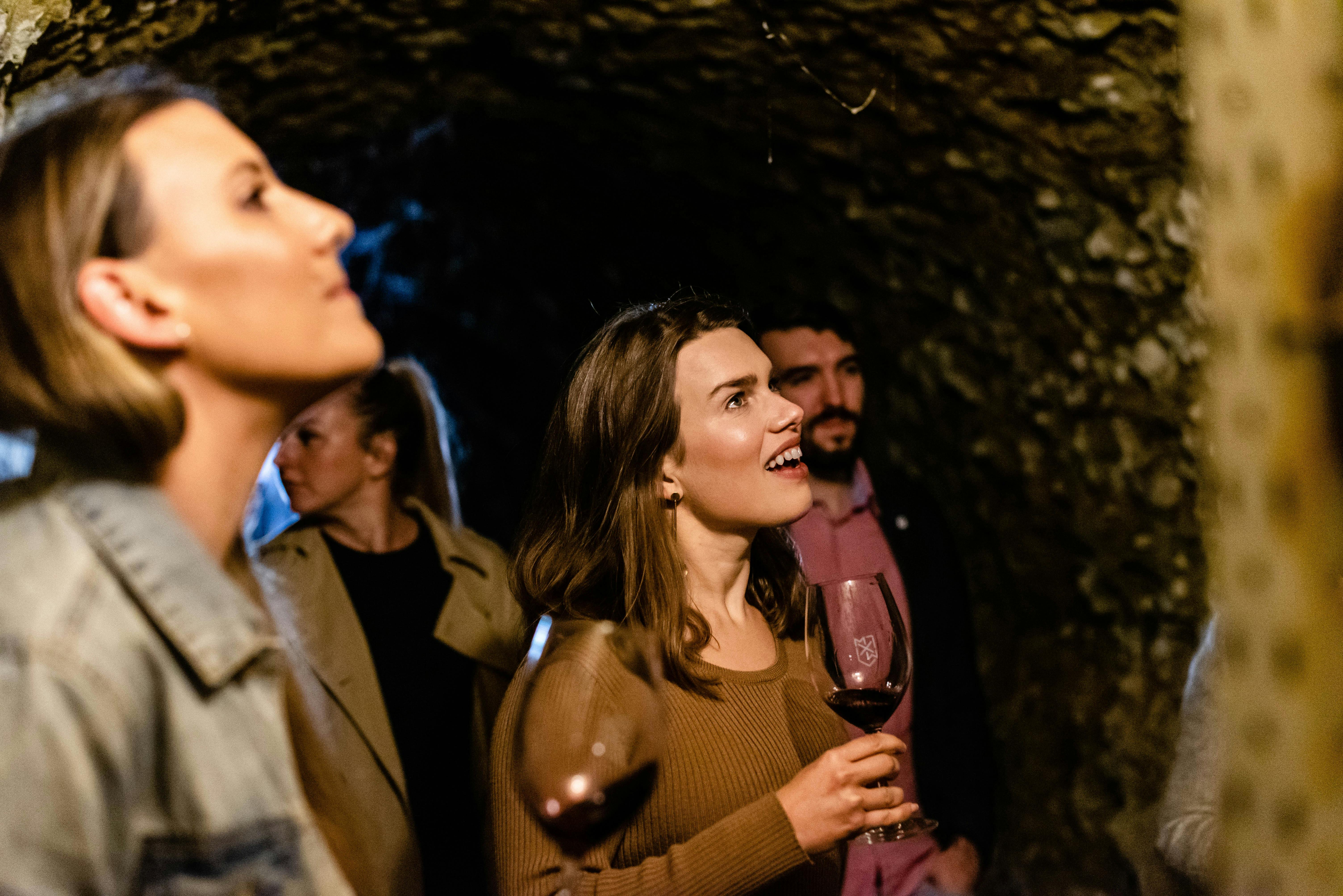guests exploring the Maxwell lime cave
