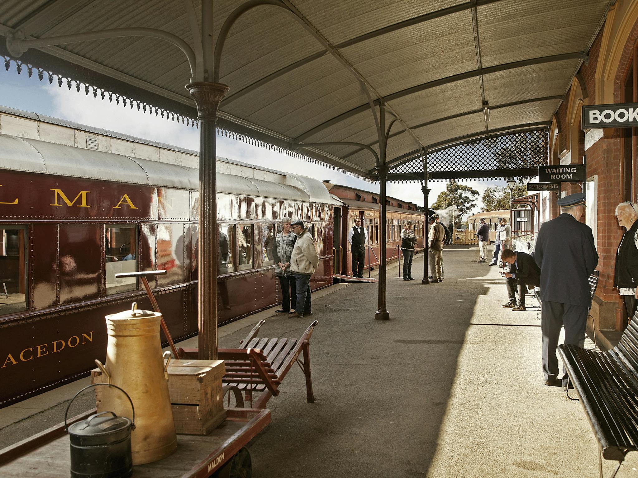Passengers and a Train on the Platform at Maldon
