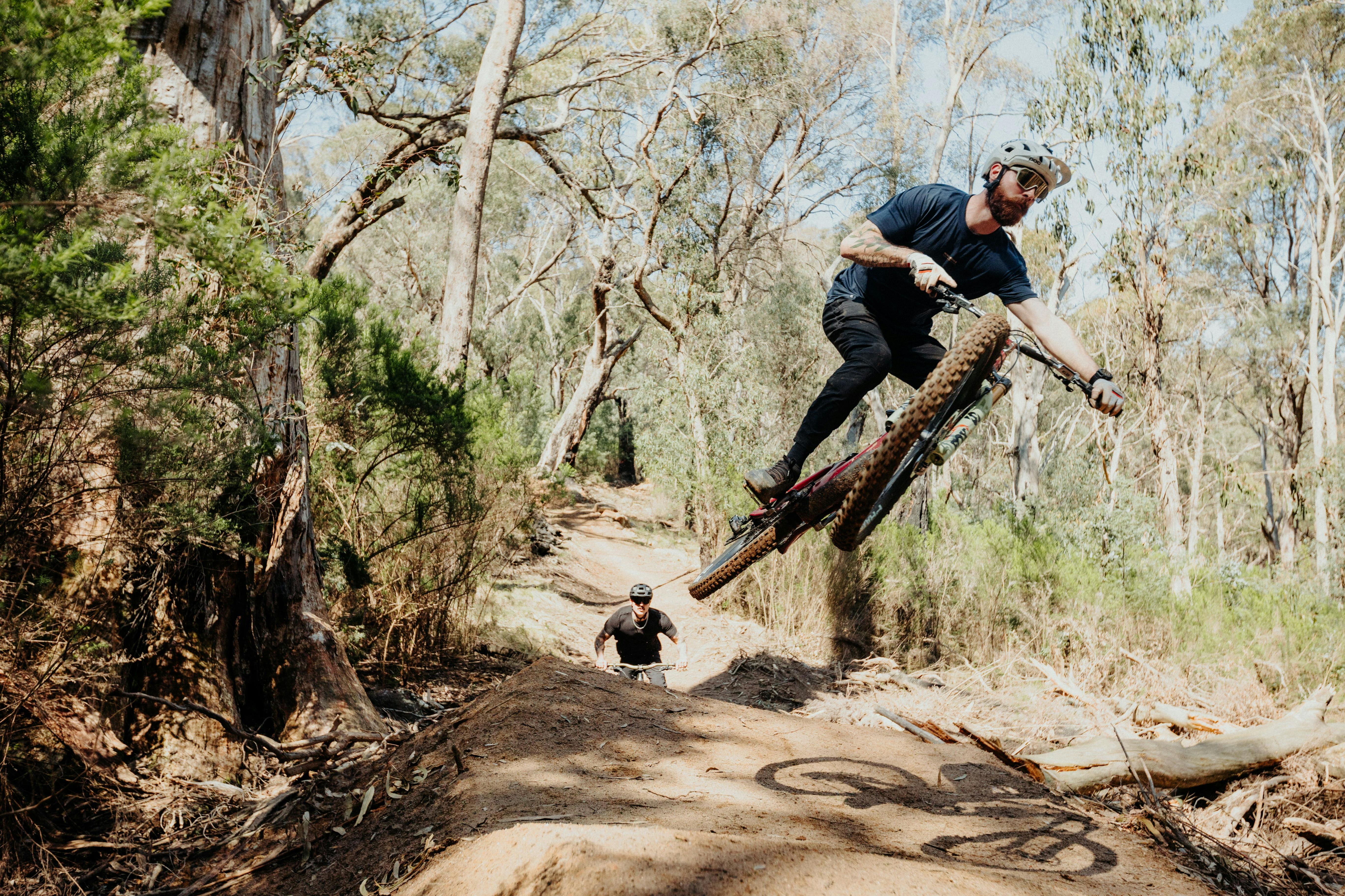 Gravity riding on the blue jumps trail "Send It Express" at Mt Tumbarumba