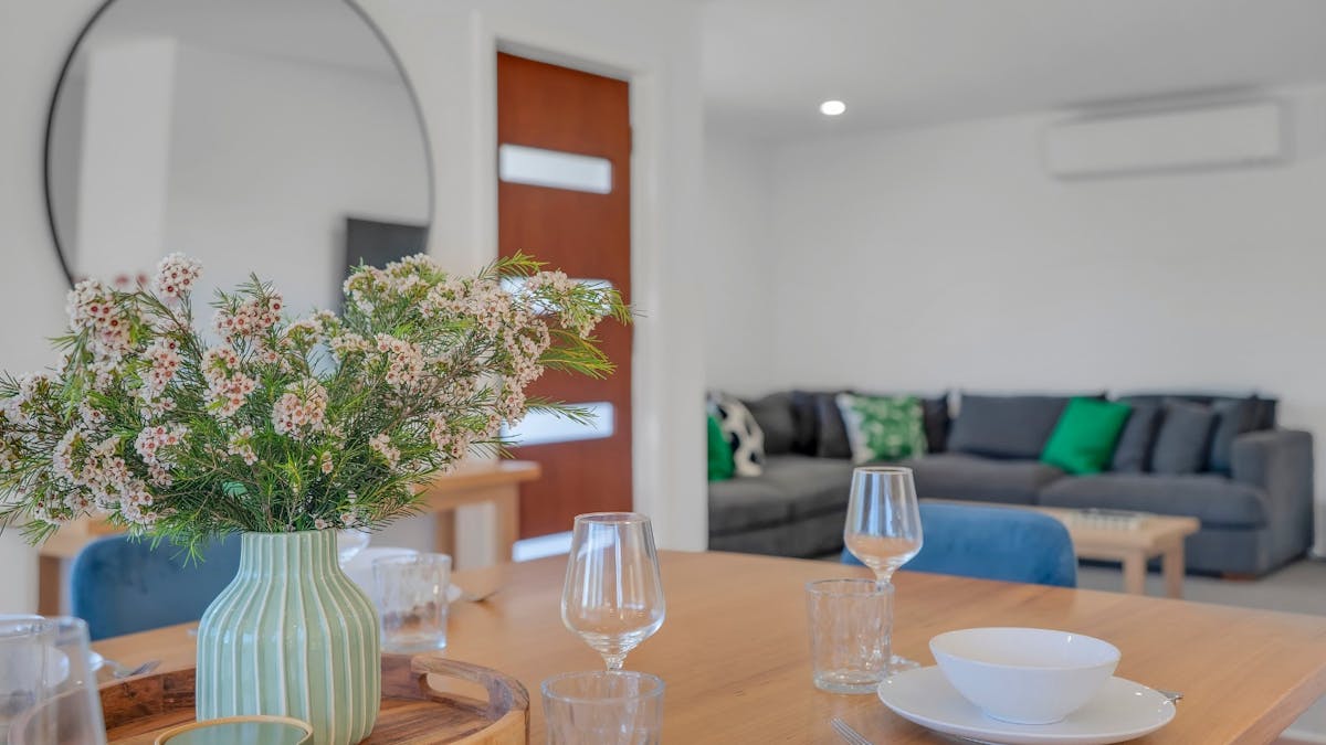Open plan kitchen, dining and living area