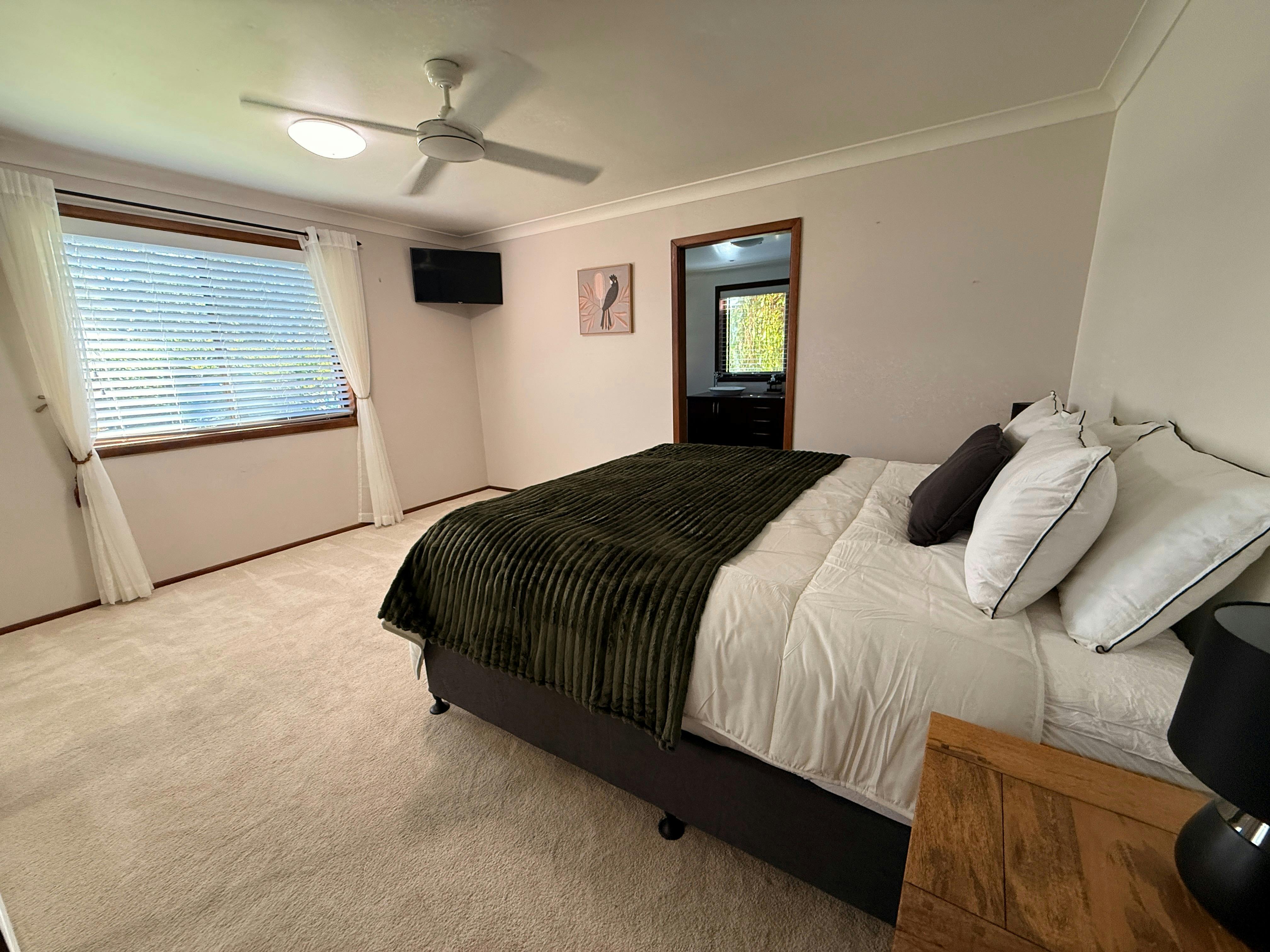 The Haven main bedroom with King bed and private ensuite bathroom