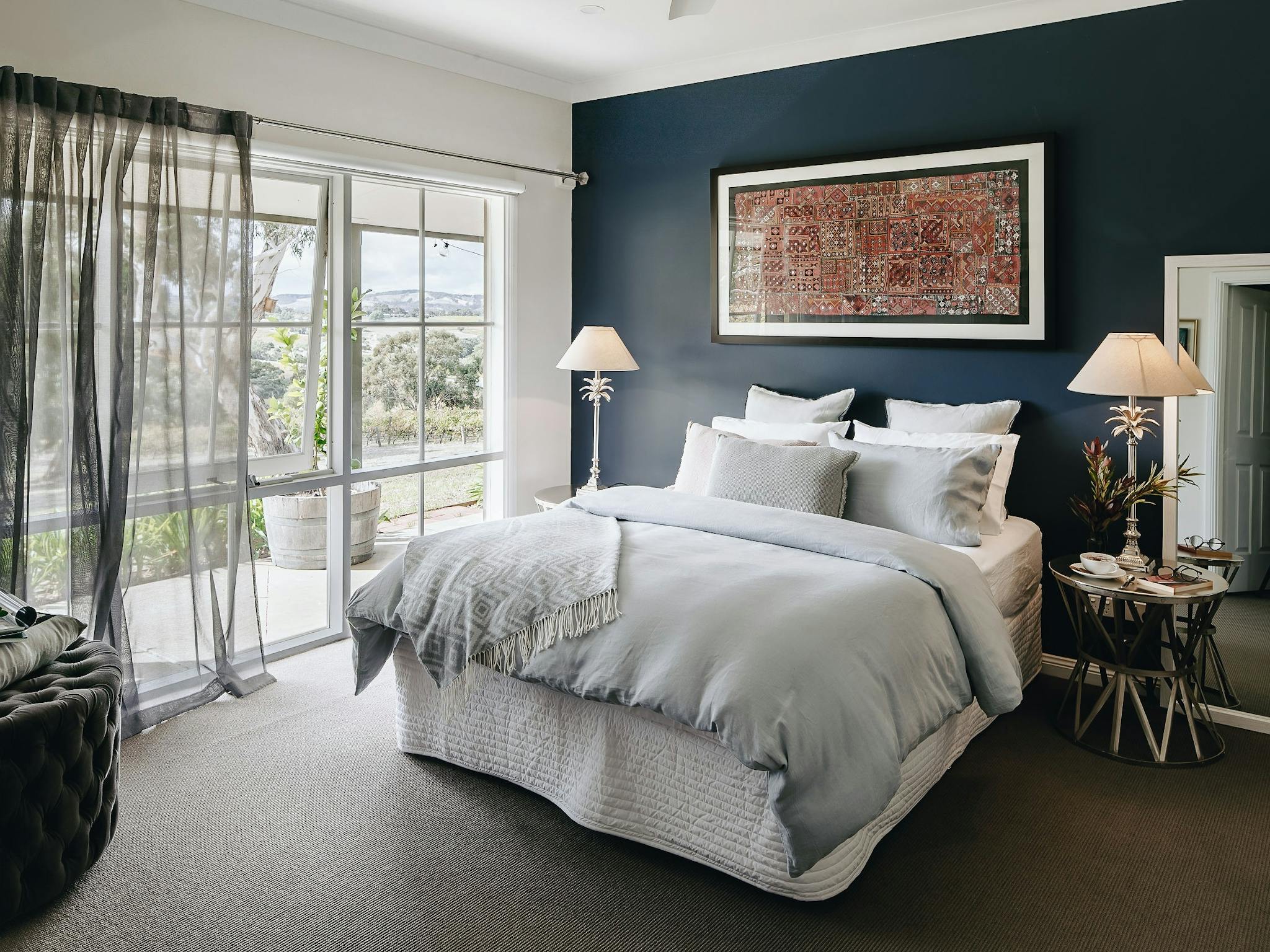 Bedroom overlooking vineyard