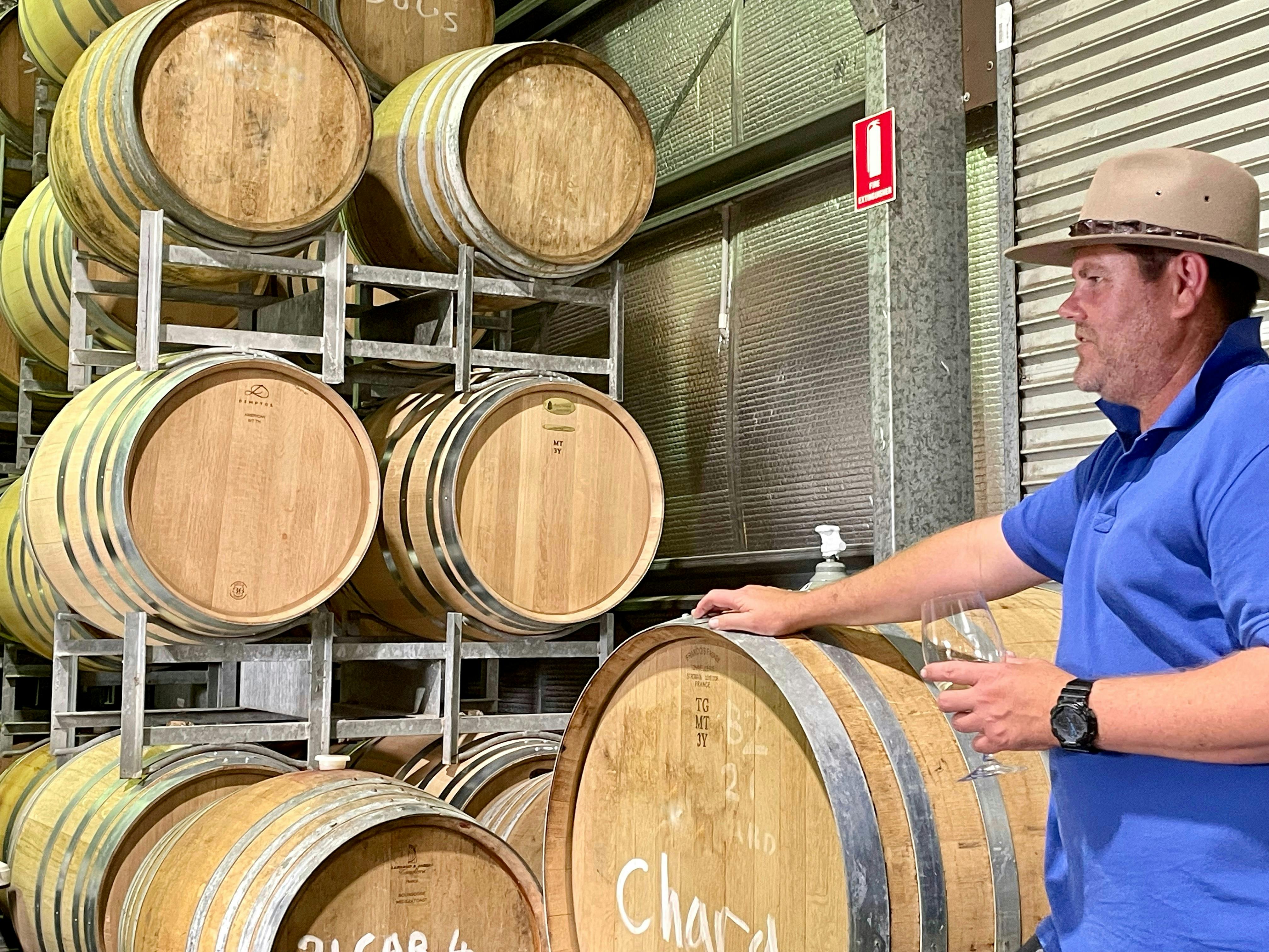 Winemaker presenting in winery