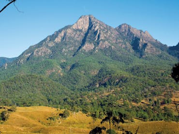 Mount Barney and farmland in foreground.