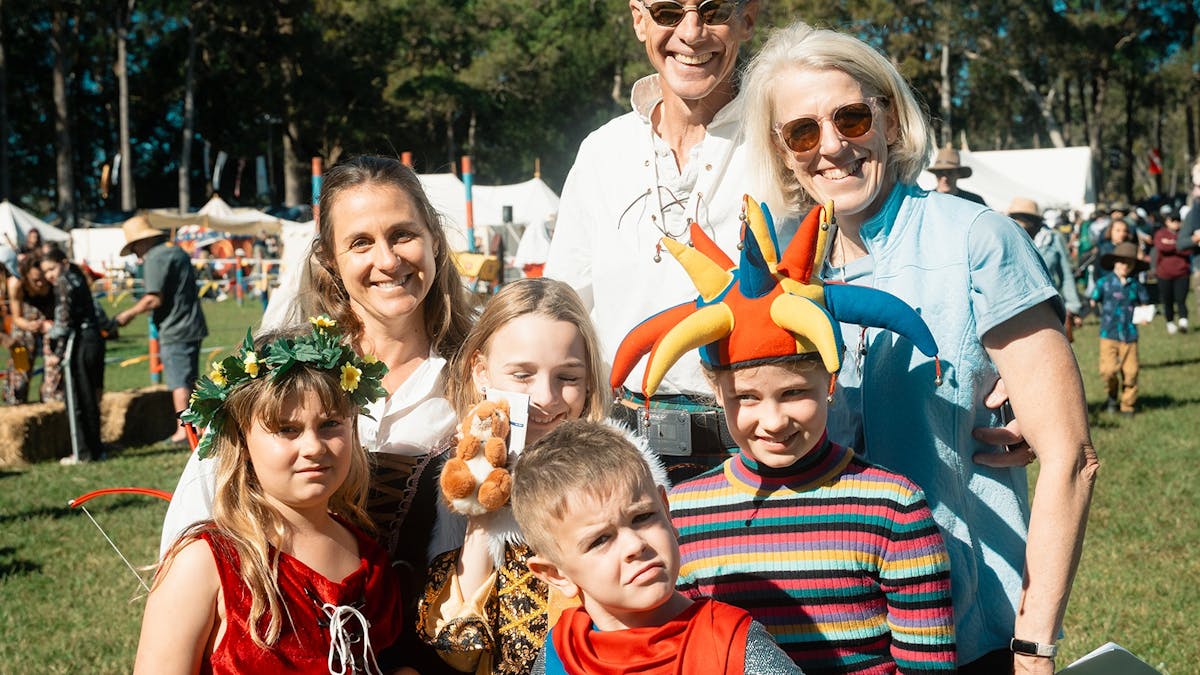 Family in costume posed for the Festival