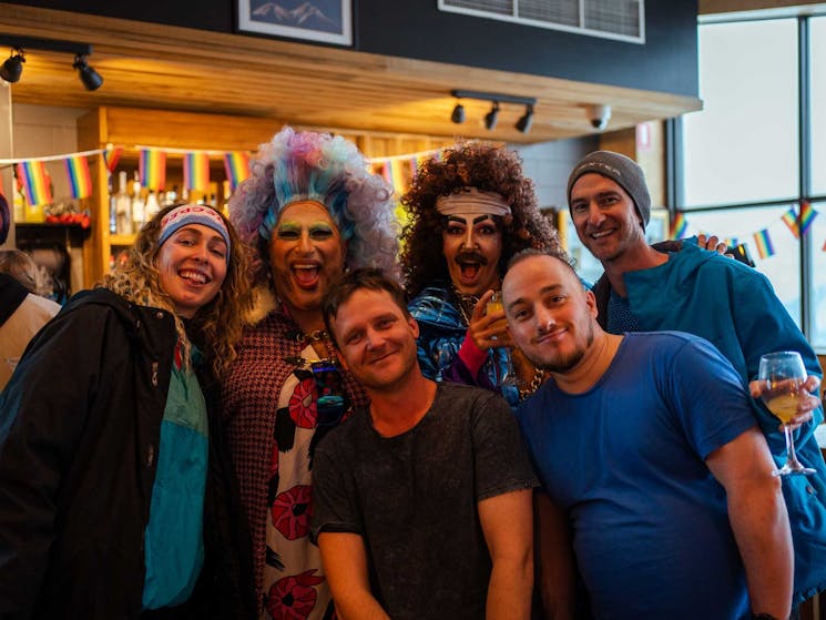 Drag performers and guests at Gay Ski Week Australia