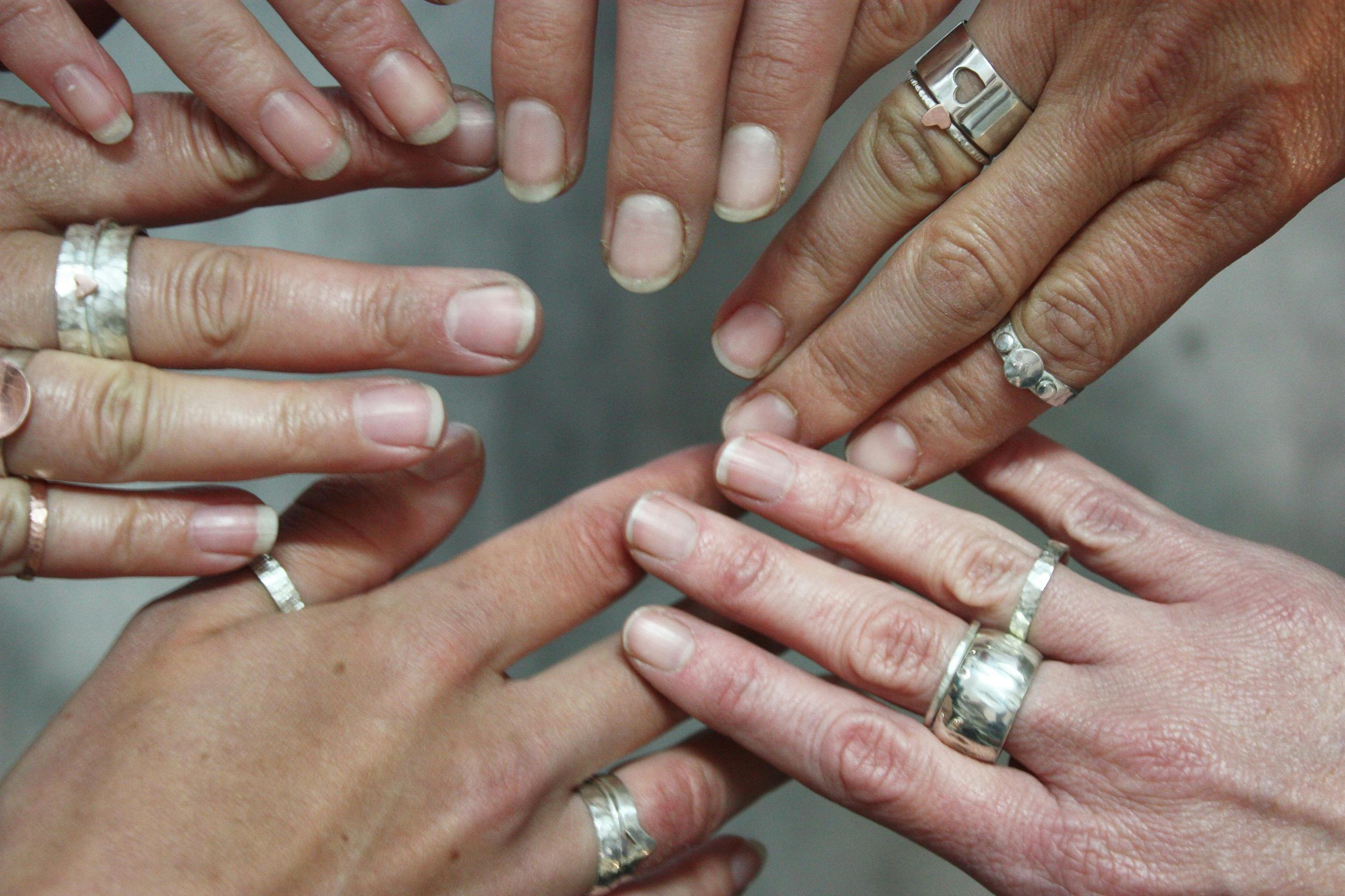 Some of their student work from a day course in ring making