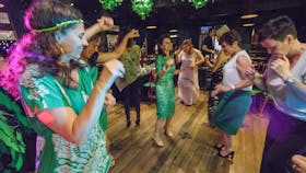 Dancing fun in The Green Room (one of the hotel rooms available for events)