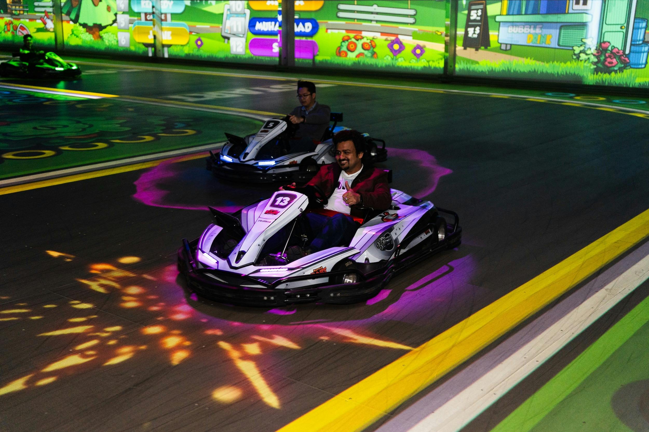 A driver with a boost activated in BattleRace