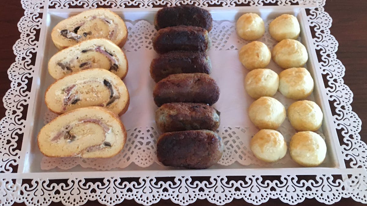 Platter of food, meal, lunch, high tea, roulade