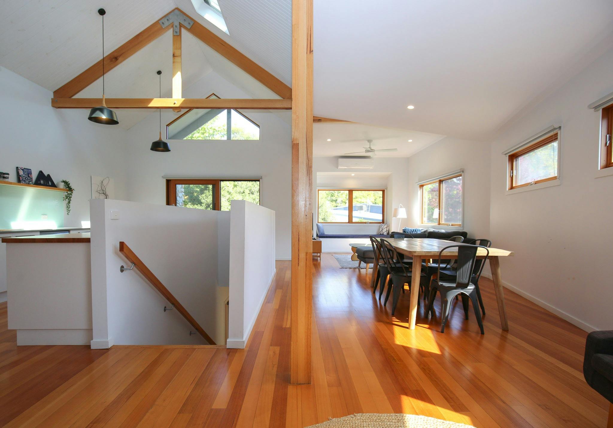 Dining area upstairs at The Stelvio Villas One Bright Accommodation Alpine Valley Getaways