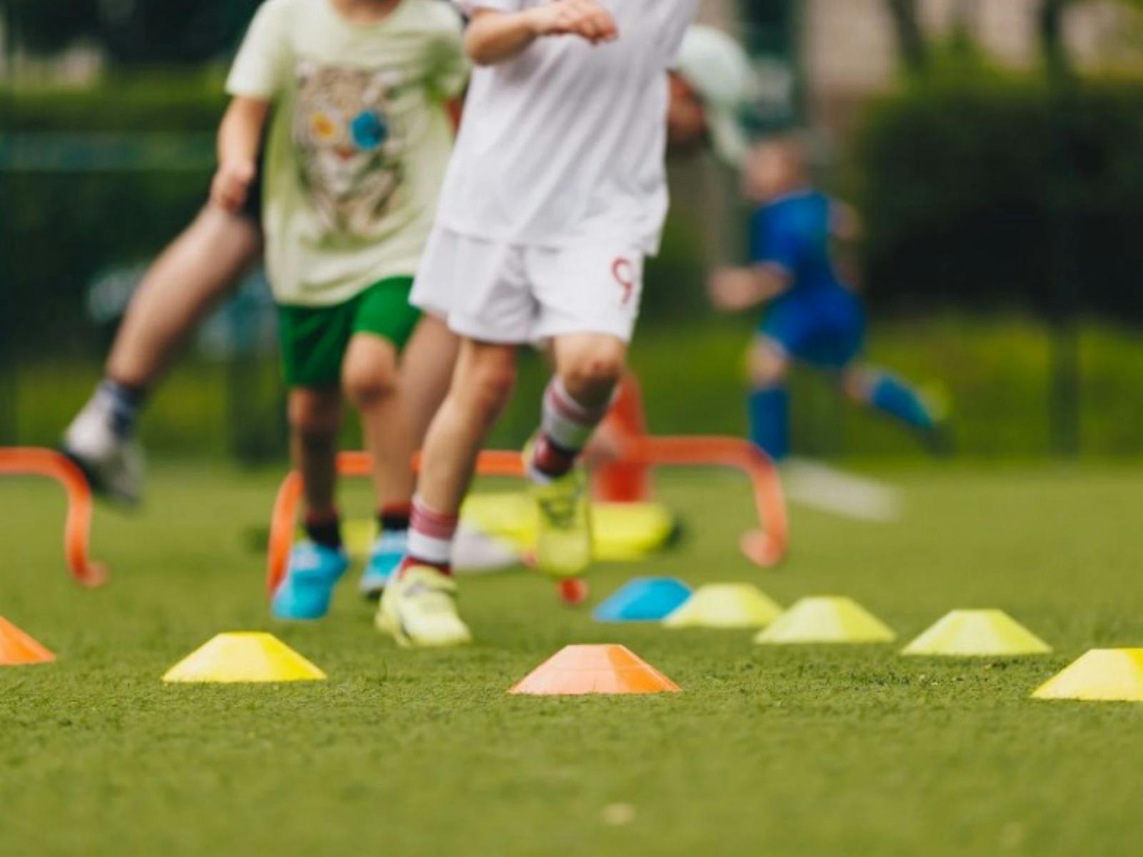 Kids playing fitness games