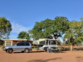 Treed surrounds at Windorah Caravan Park