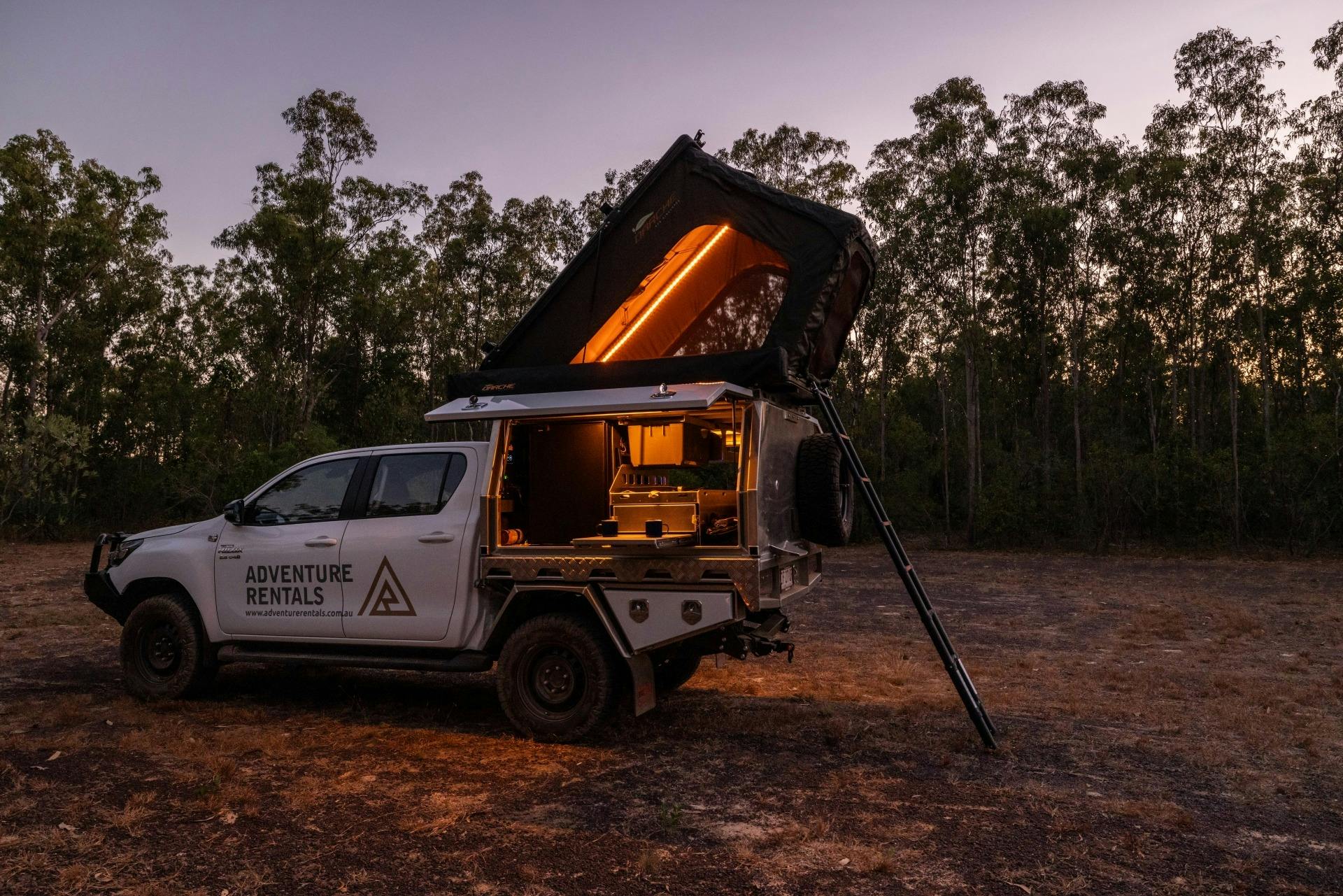 Toyota Hilux 4WD Camper at night