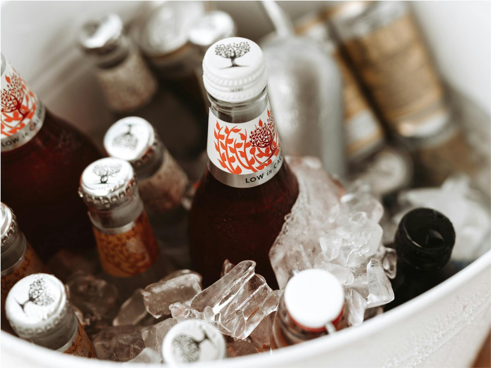 Ice bucket filled with drinks