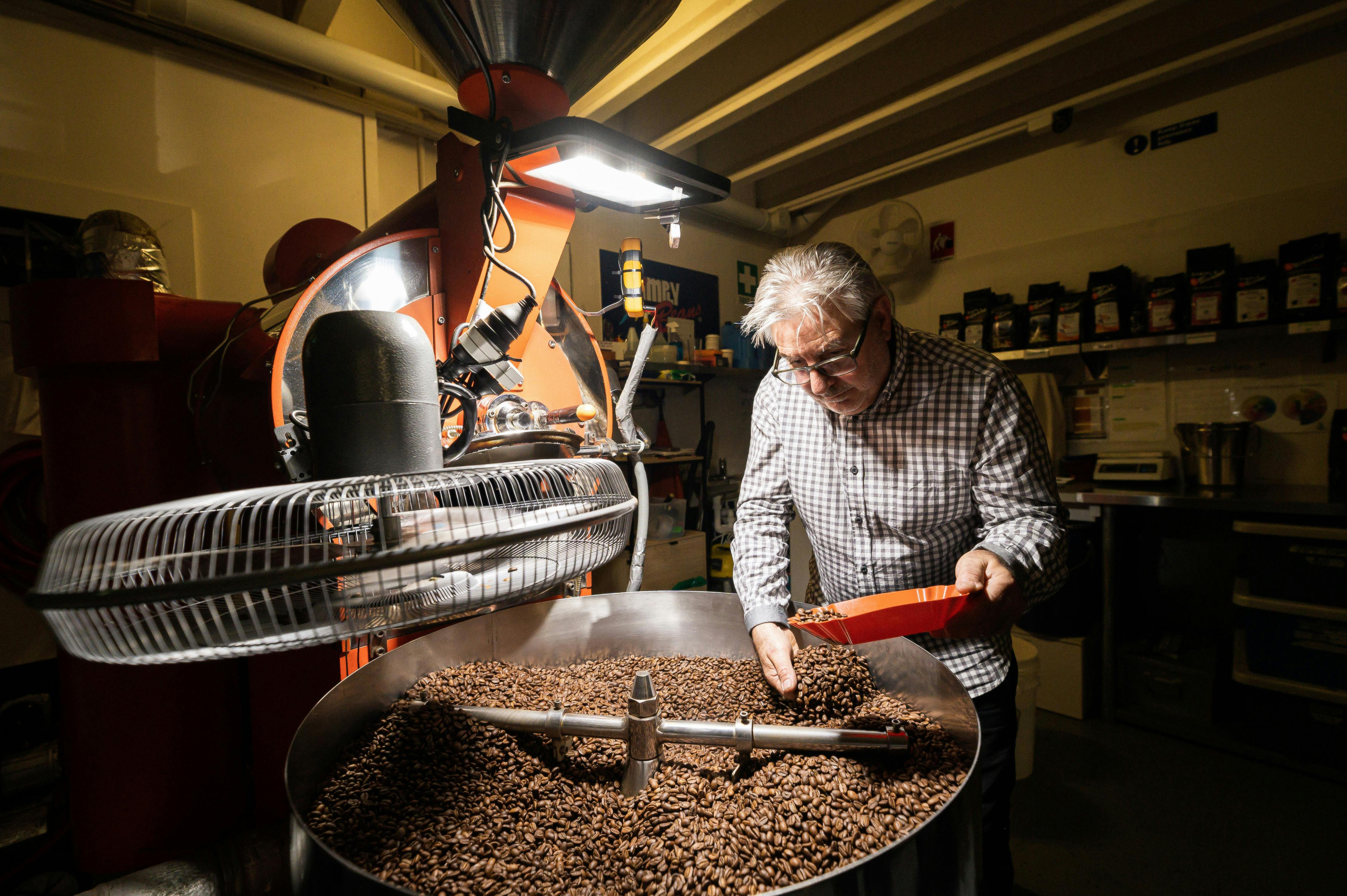 The master checking the roast