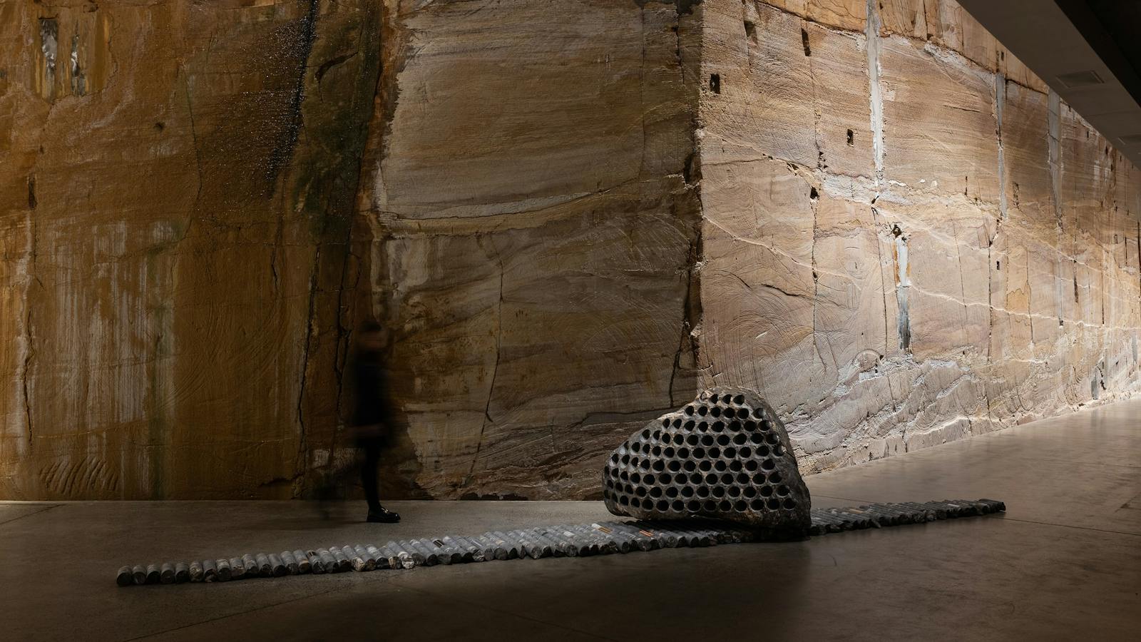 Not All Who Wander Are Lost (detail), 2019, Julian Charrière Glacial erratic boulders, drill cores,