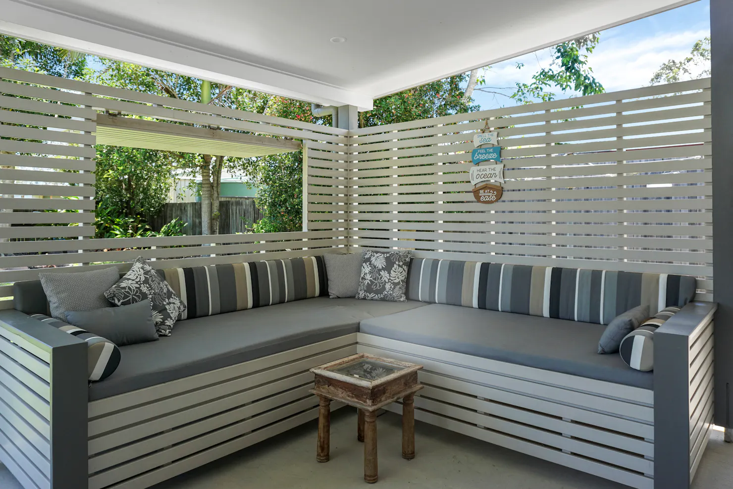 Outdoor lounge seating area, a great place to sit and read a book or just unwind