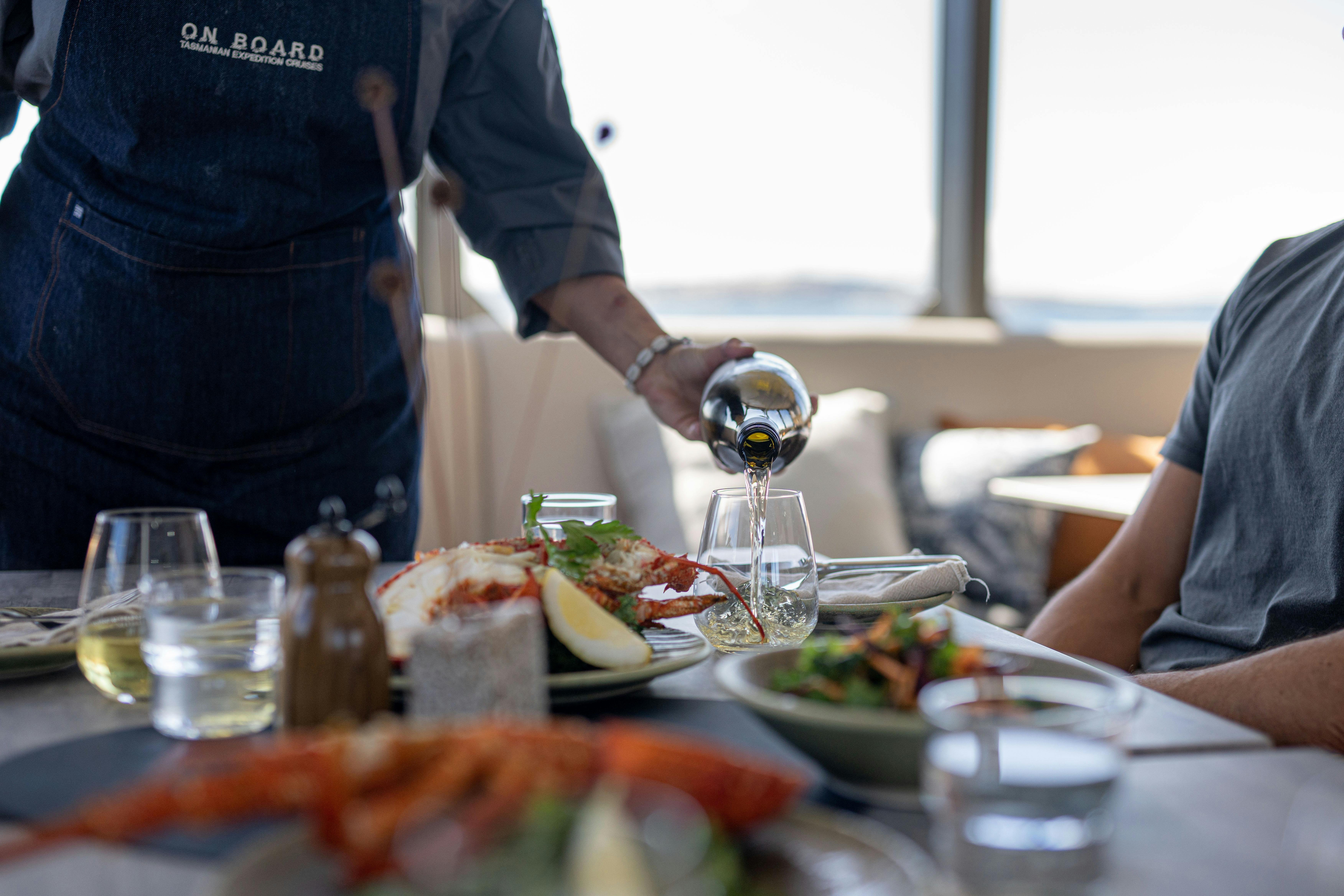 Generous Tasmanian food and wine is part of the On Board experience
