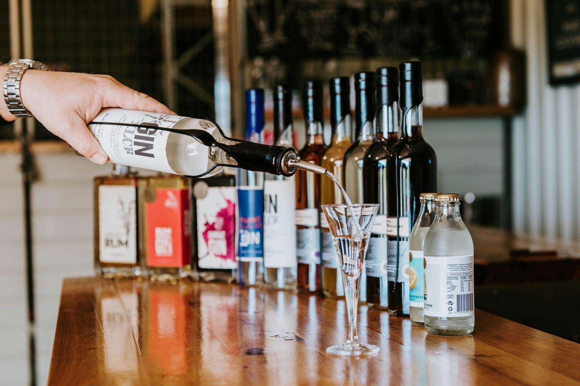Mudgee Ale Trail distillery tour location gin being poured