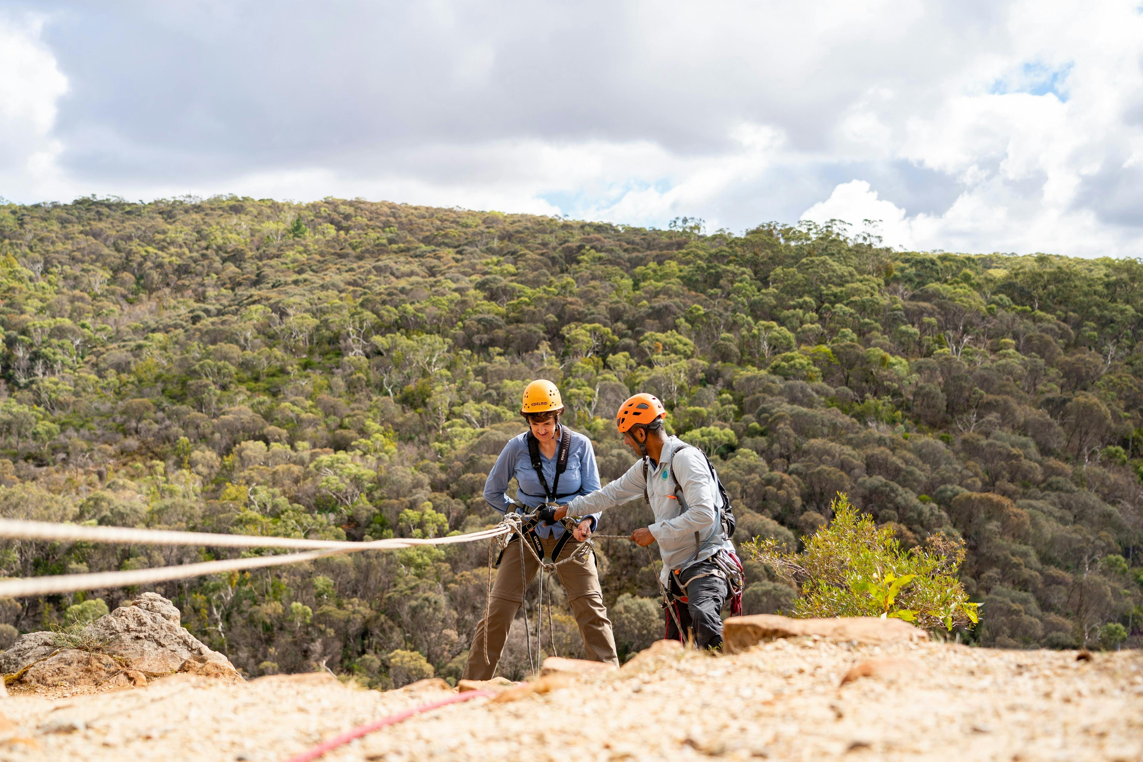 Rock climbing with instructor