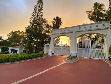 Royal Woods Gates at Sunset