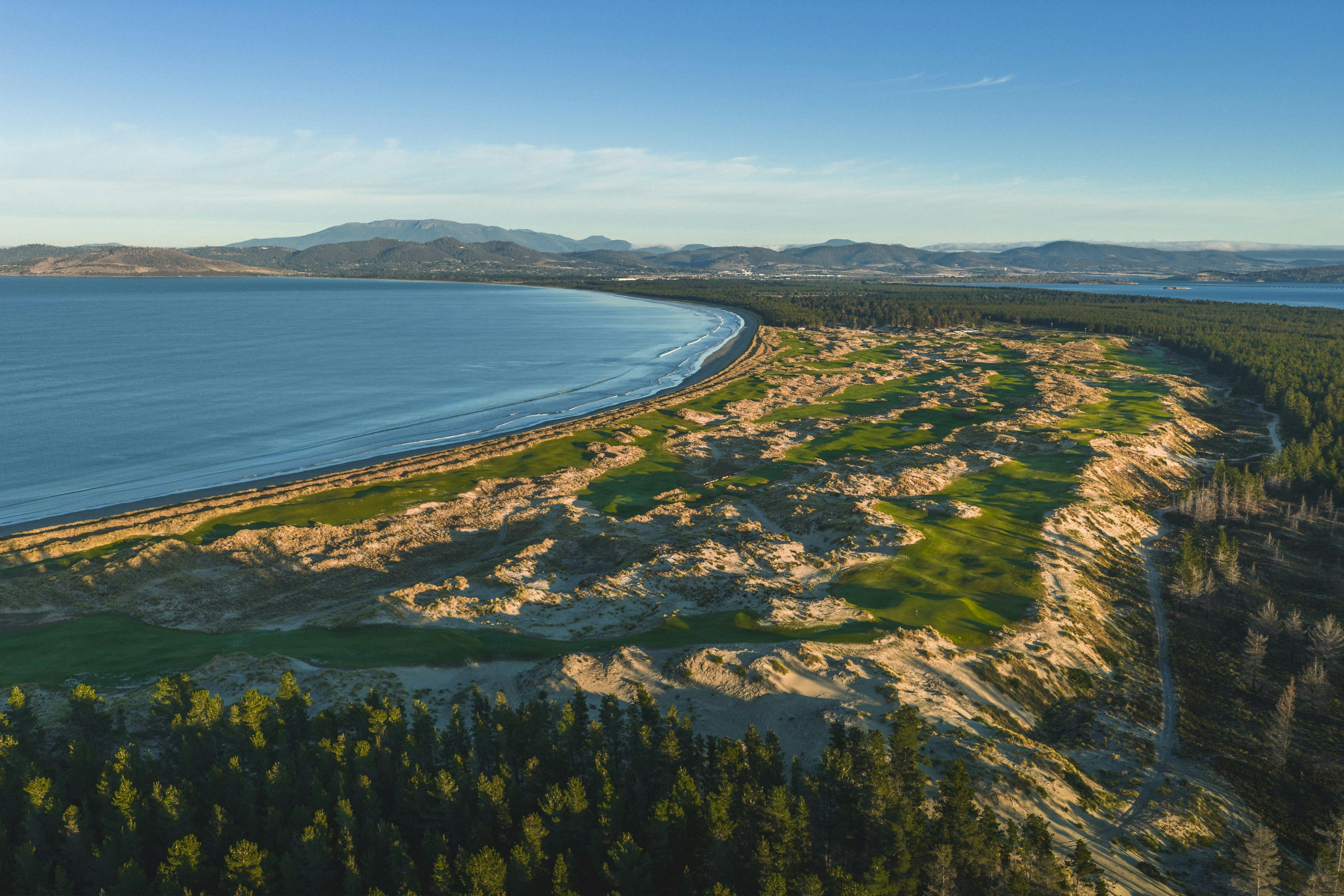 View across the course and along 7 Mile Beach back to Hobart
