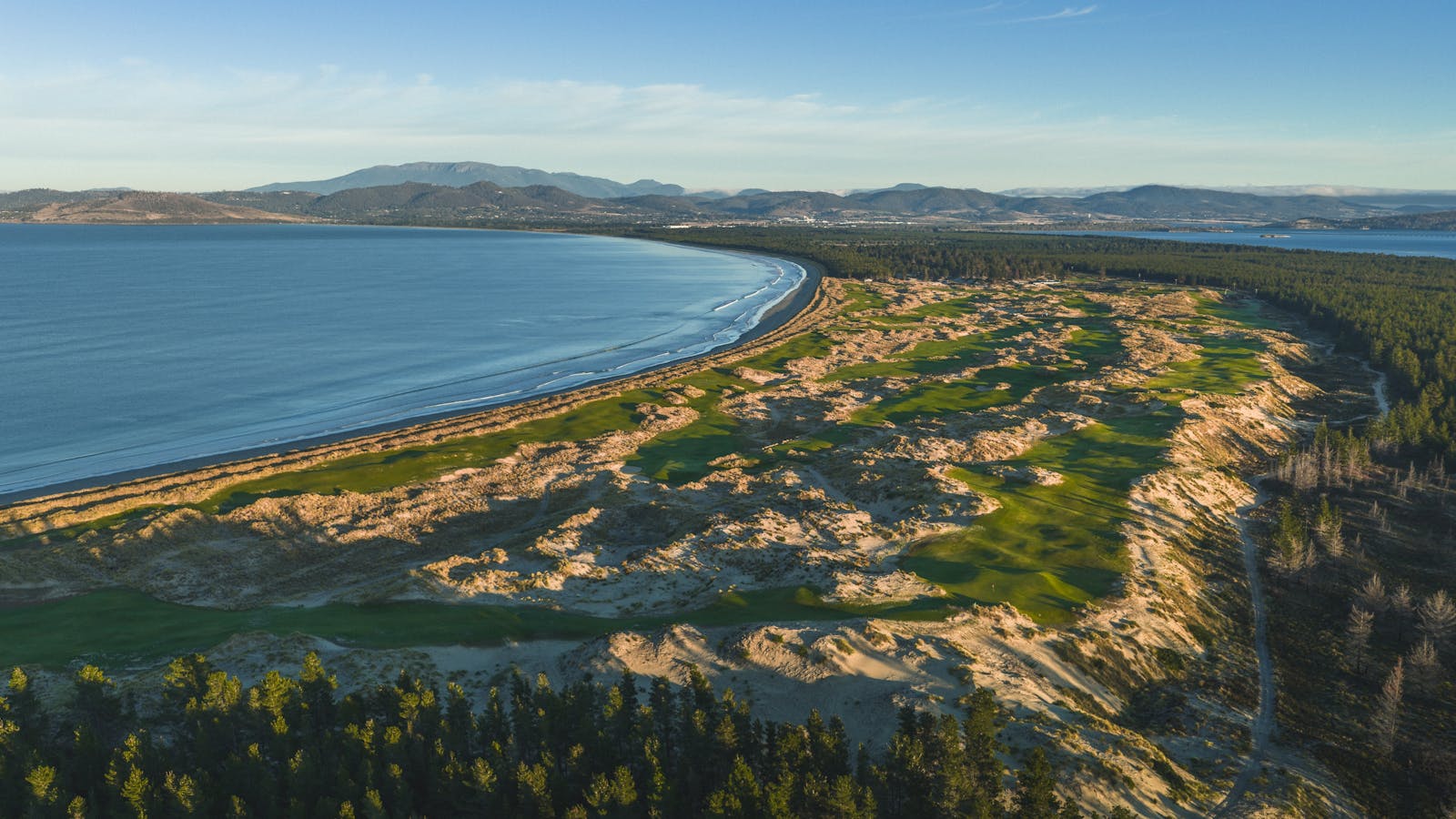 View across the course and along 7 Mile Beach back to Hobart