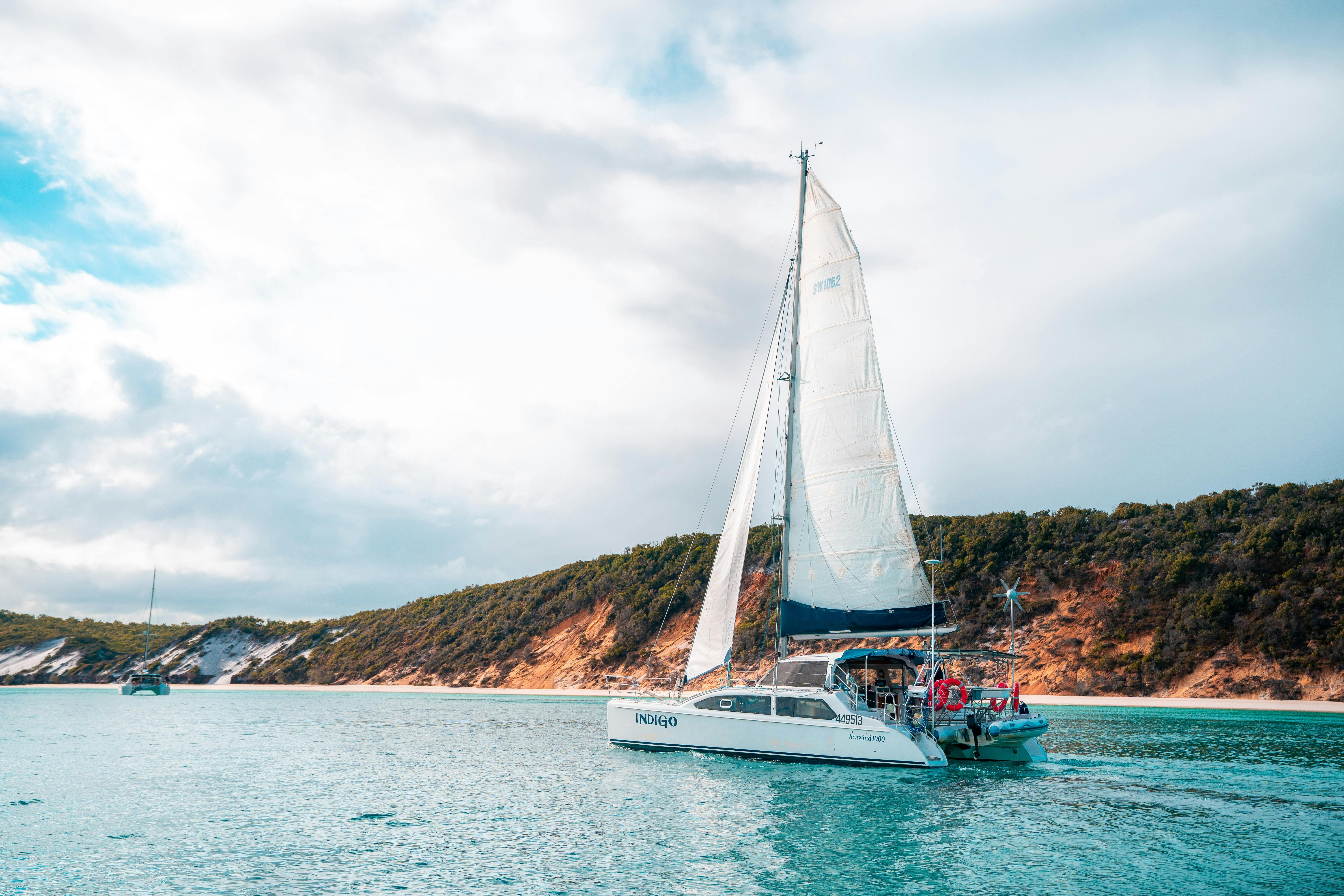 Indigo sailing along the coast of Fraser Island