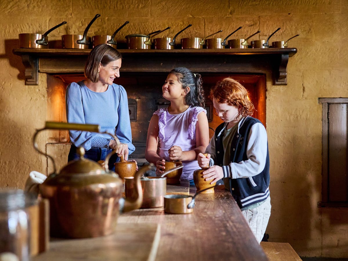 Visitors in the Elizabeth Farm kitchen