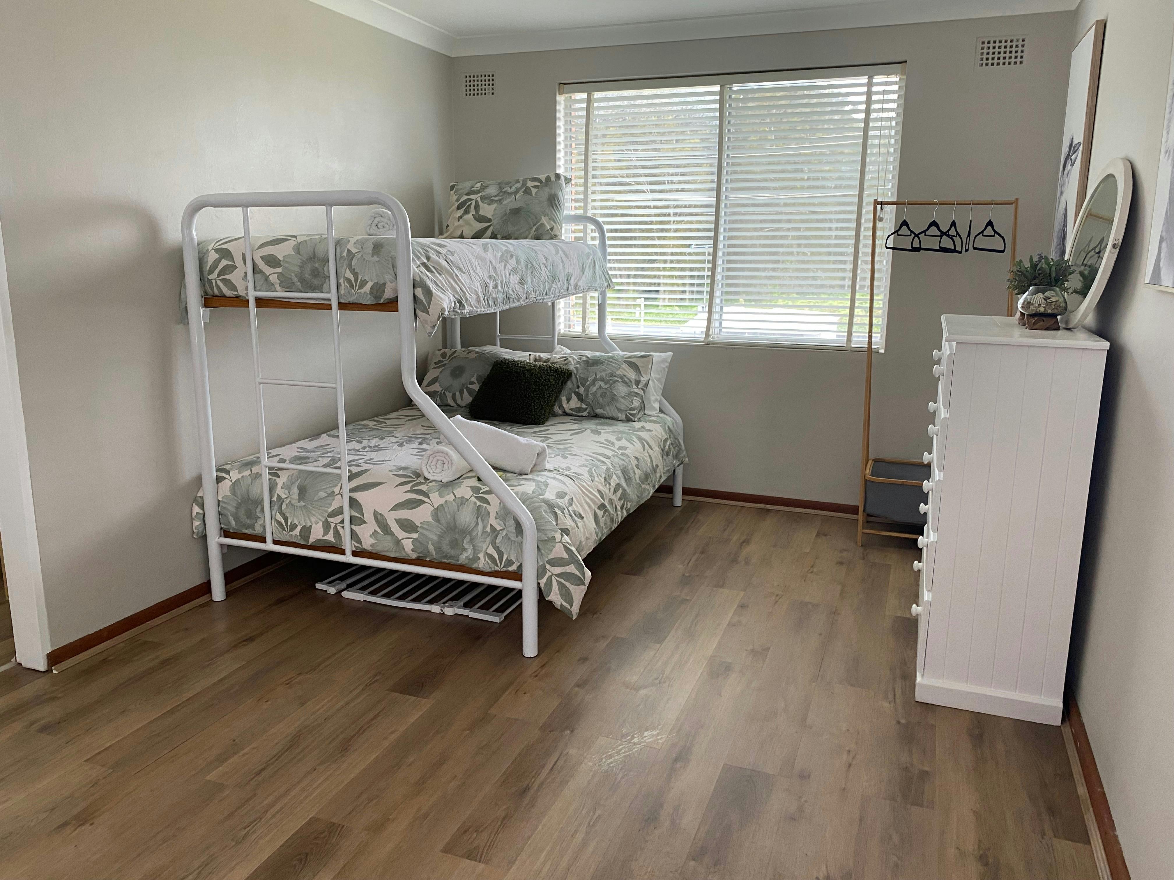 Double bed and single on top bunk