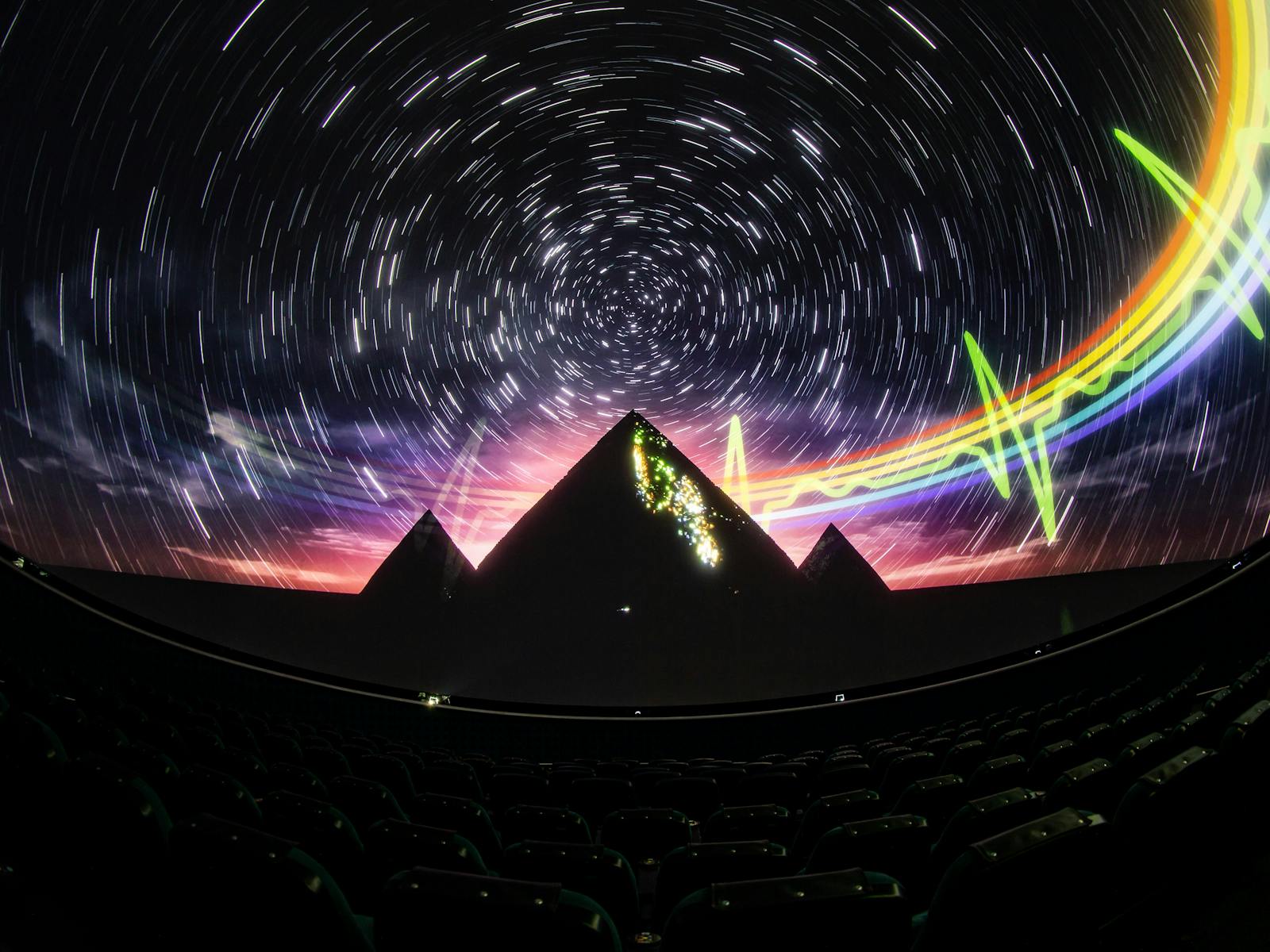 Image from the Dark Side of the Moon planetarium show, depicting the pyramids.